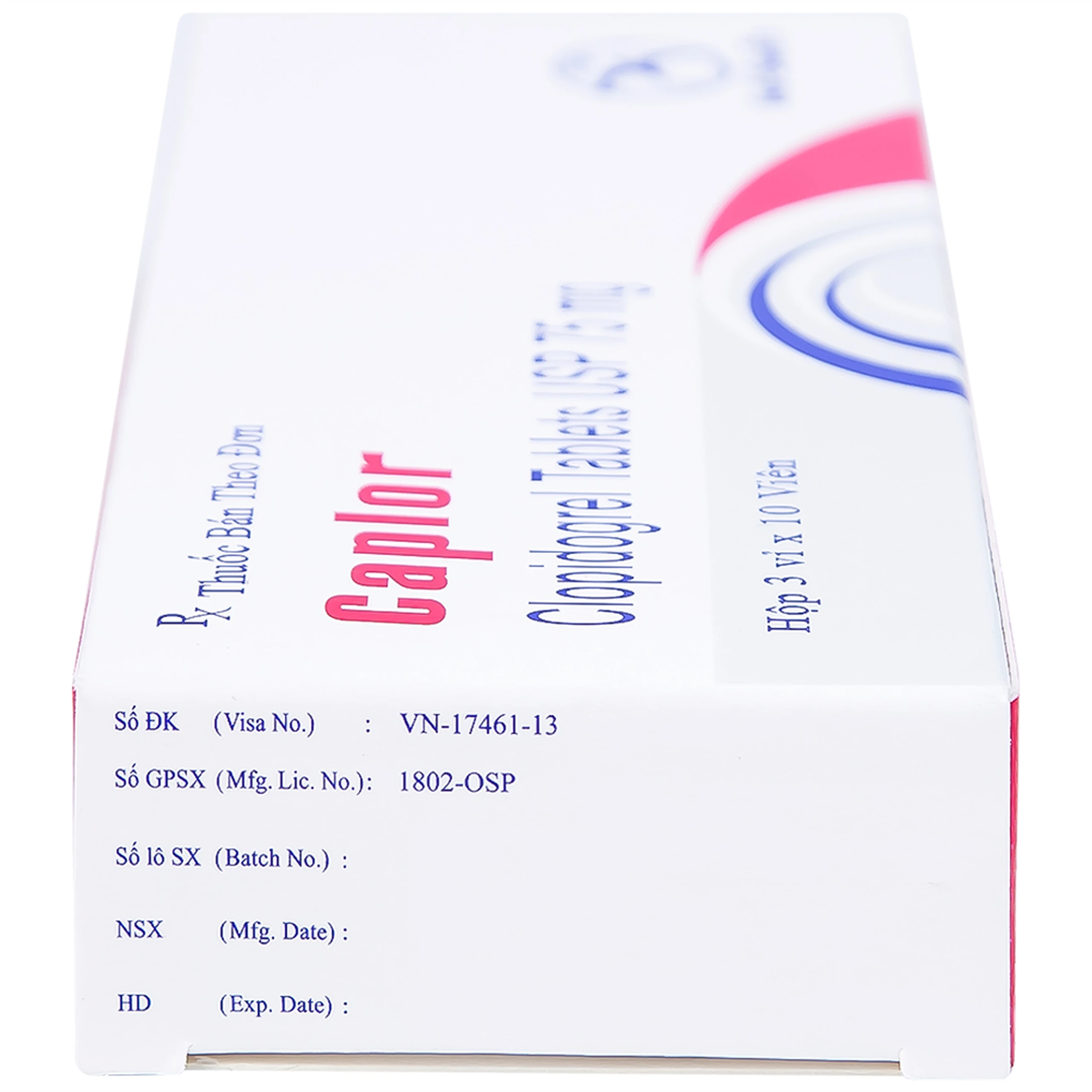 Thuốc Caplor 75mg INd-Swift giảm huyết khối tắc mạch (3 vỉ x 10 viên)