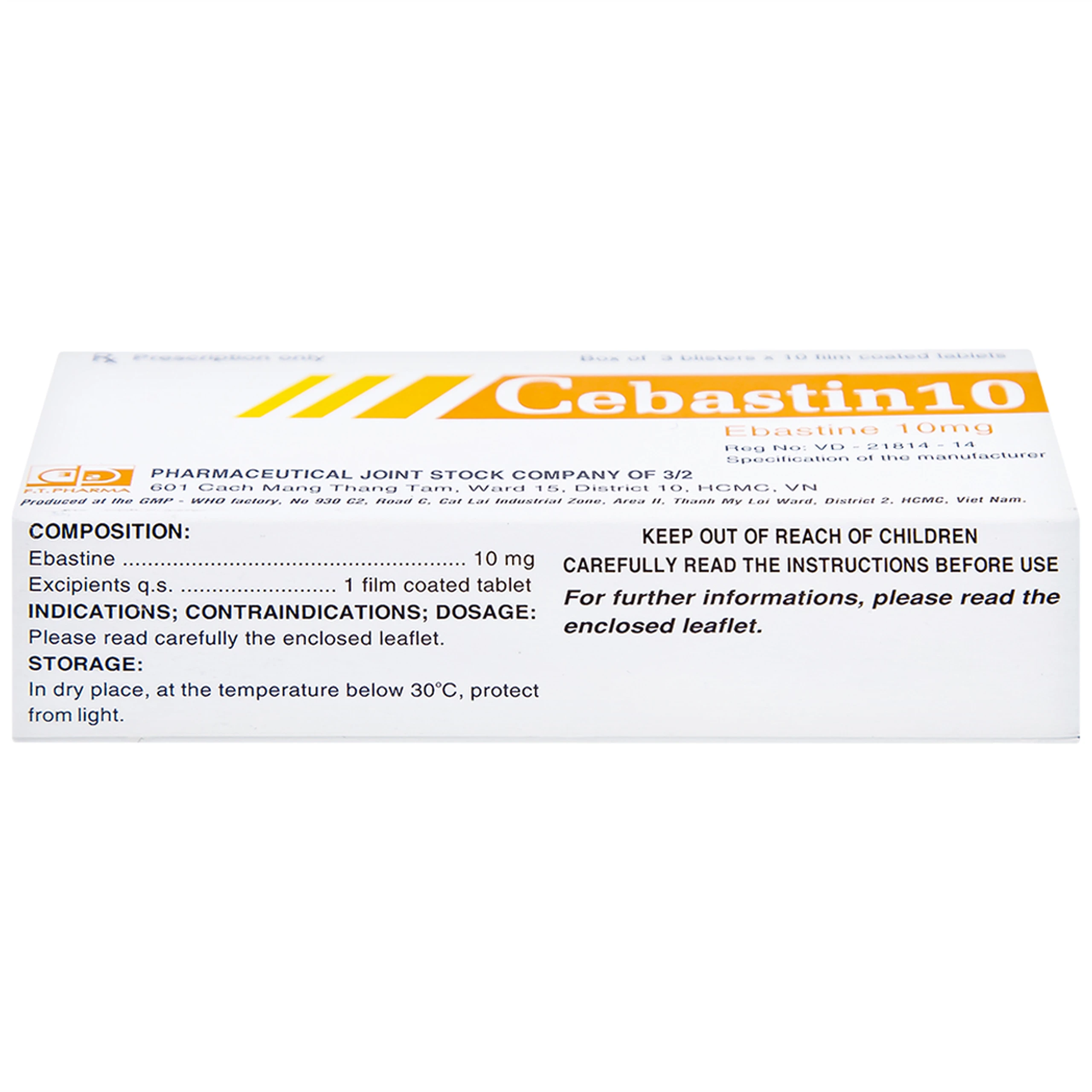 Thuốc Cebastin10 Dược 3-2 điều trị viêm mũi dị ứng, mày đay (3 vỉ x 10 viên)