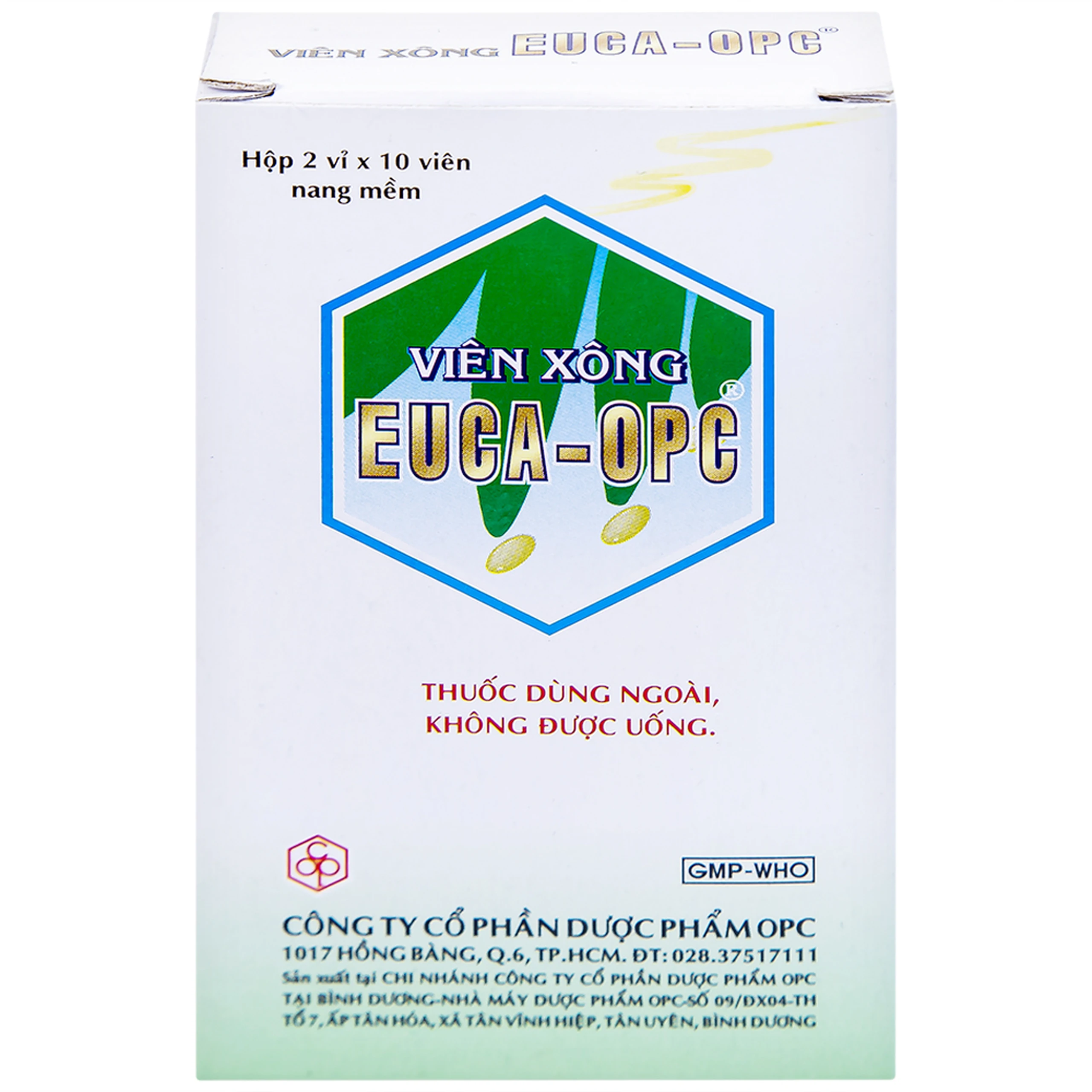 Viên xông Euca-OPC điều trị cảm mạo, cảm cúm, sát trùng mũi họng (2 vỉ x 10 viên)