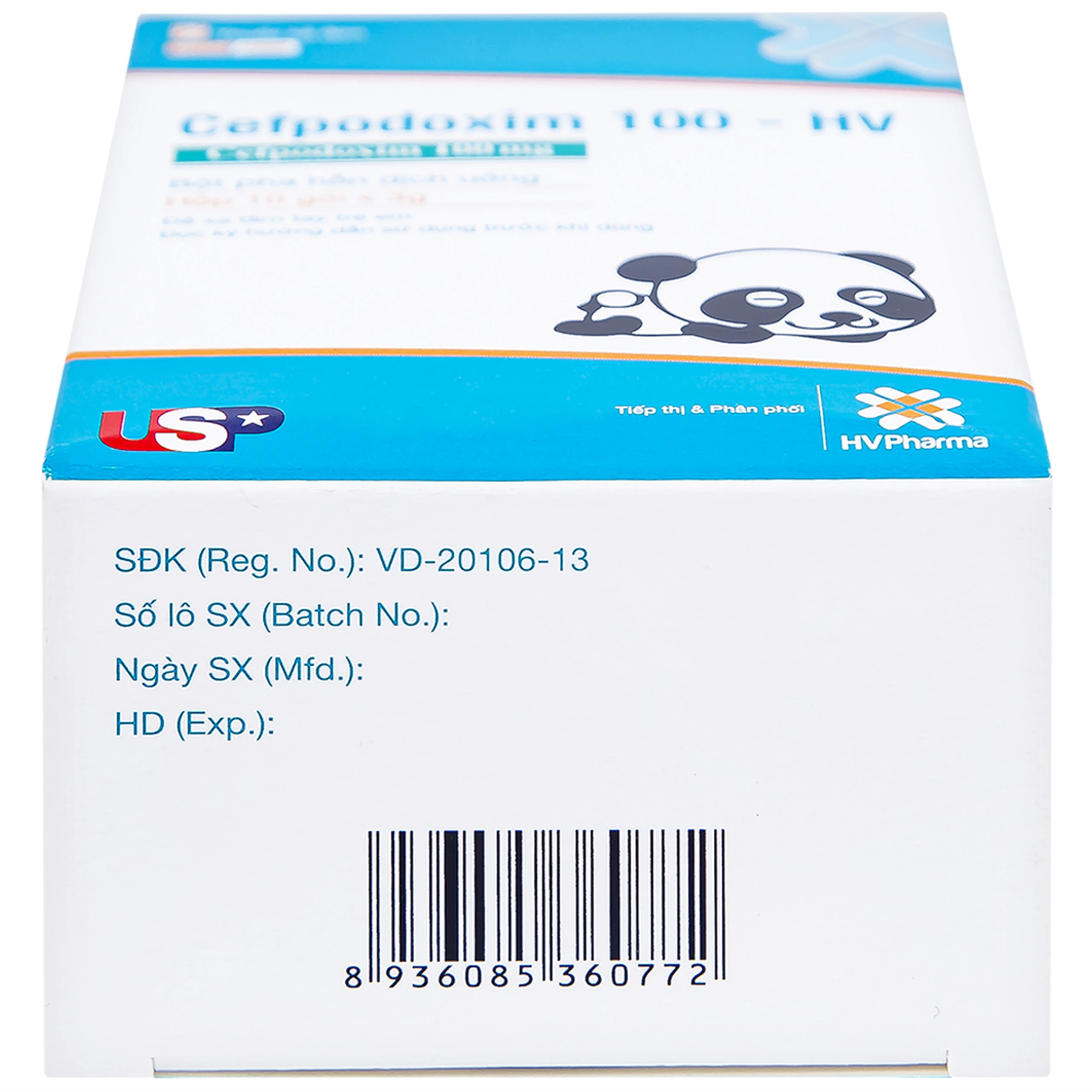 Bột pha hỗn dịch uống Cefpodoxim 100-HV USP điều trị nhiễm khuẩn (10 gói x 3g)