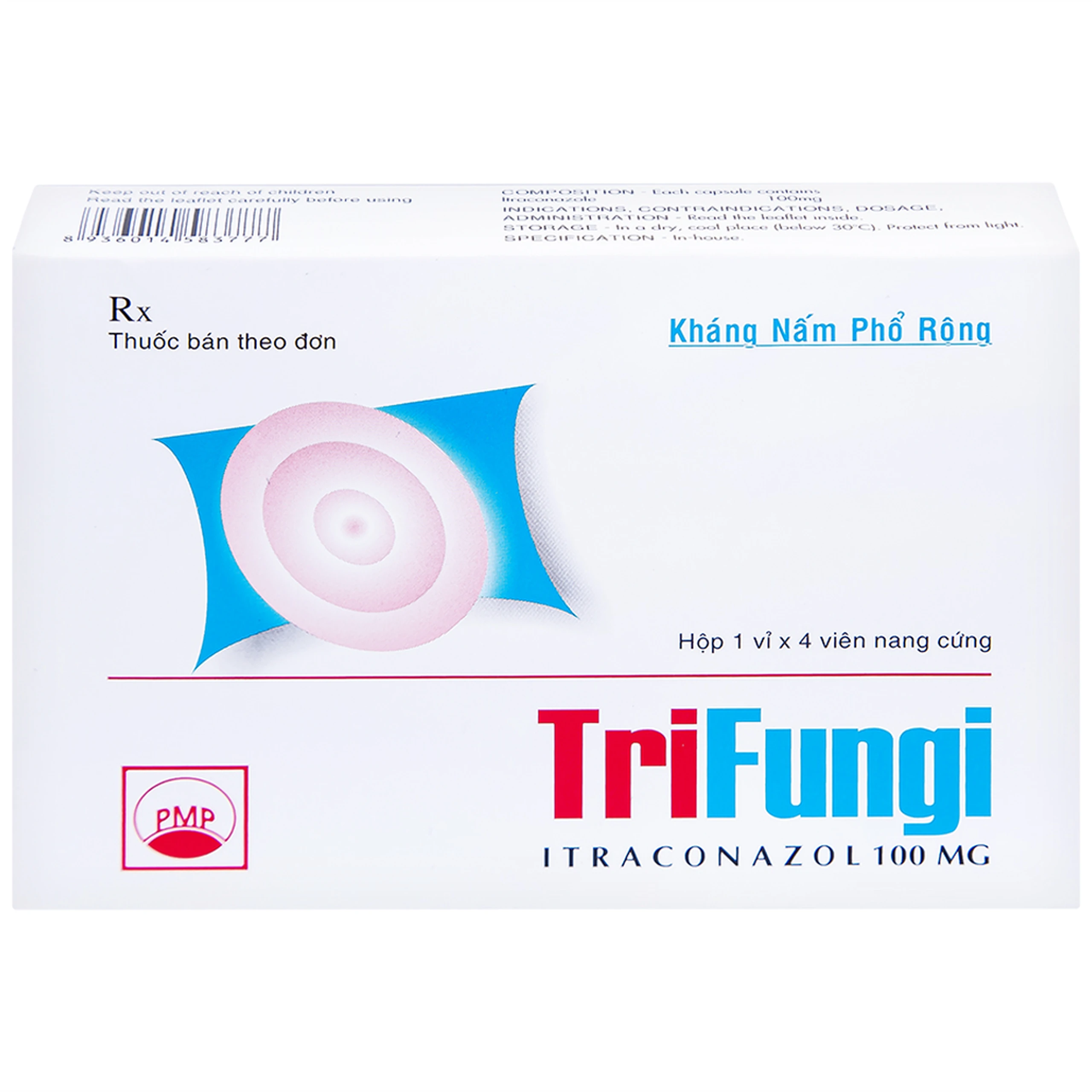 Thuốc Trifungi Pymepharco điều trị nhiễm nấm Candida ở miệng - họng (1 vỉ x 4 viên)