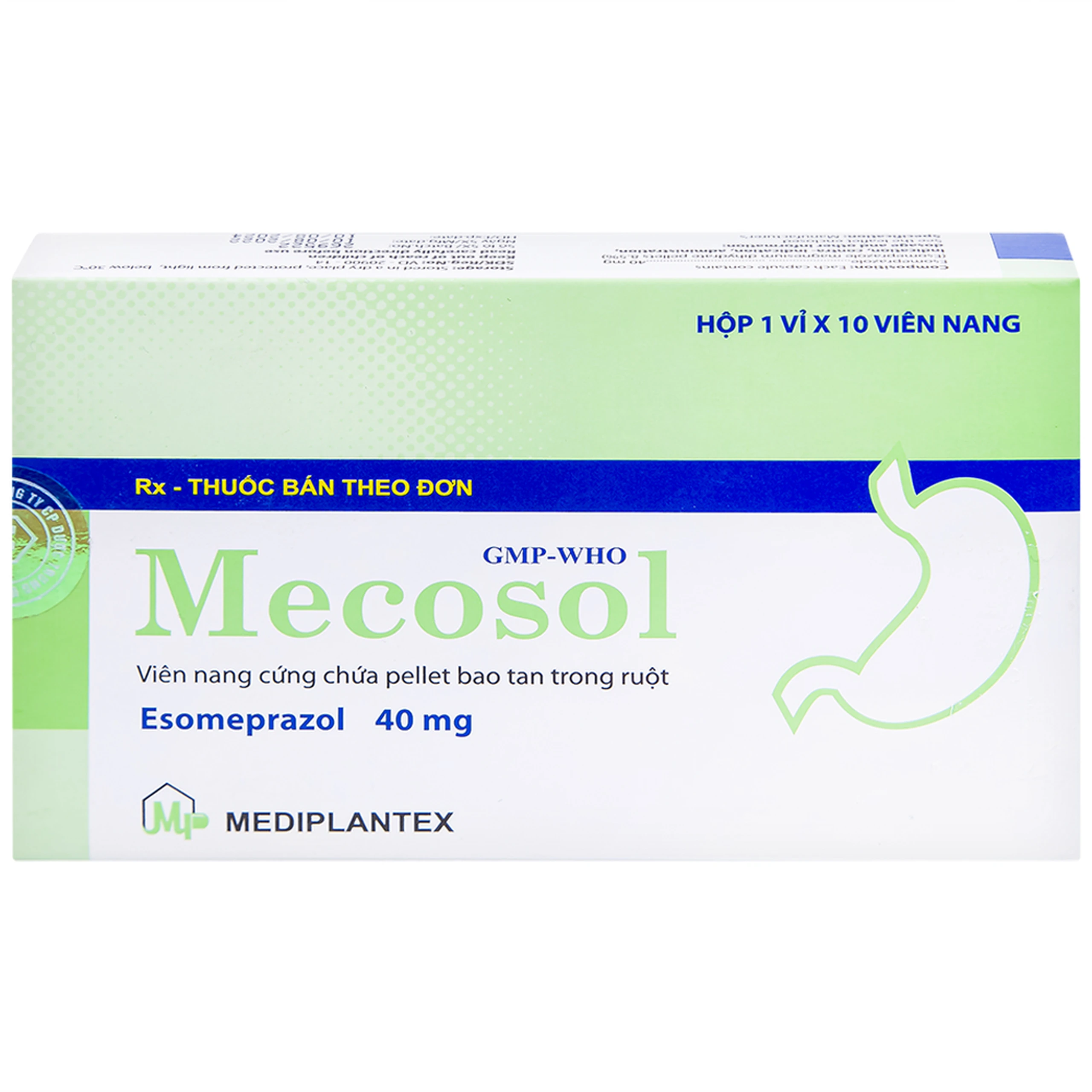 Viên nang cứng Mecosol 40mg Mediplantex điều trị bệnh trào ngược - dạ dày, thực quản (1 vỉ x 10 viên)