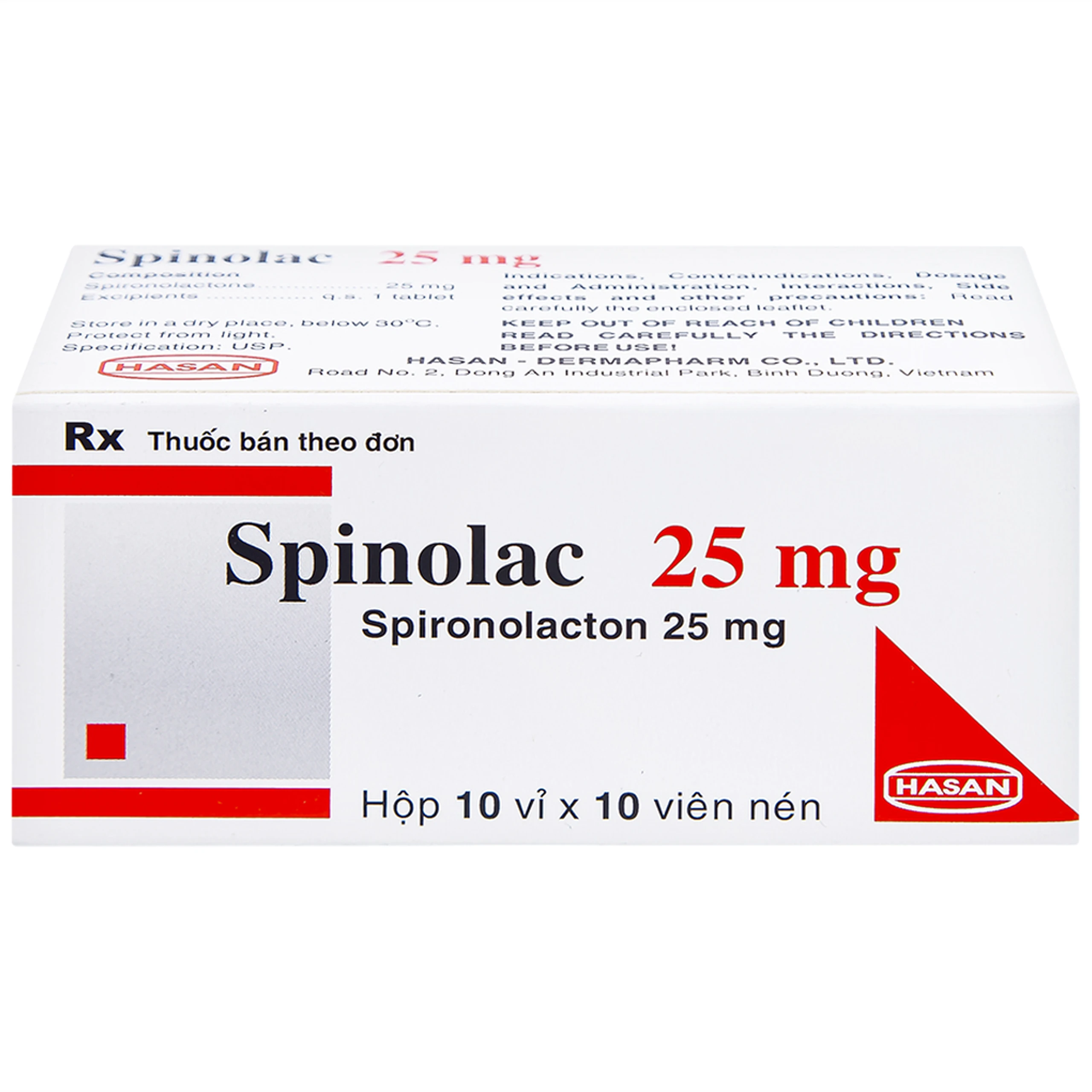 Thuốc Spinolac 25mg Hasan điều trị phù do tim sung huyết (10 vỉ x 10 viên) 