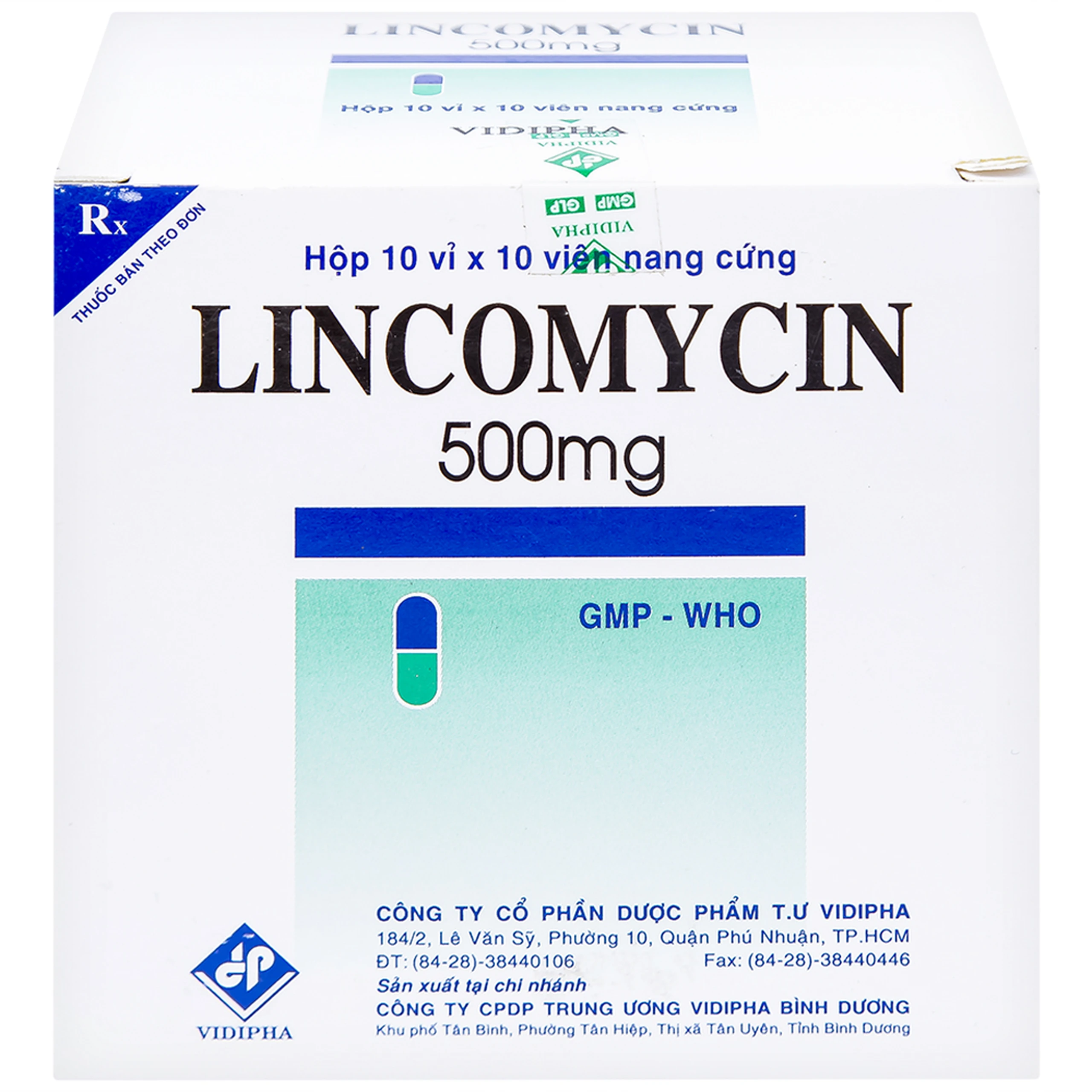 Thuốc Lincomycin 500mg Vidipha điều trị nhiễm khuẩn tai mũi họng, phế quản, phổi (10 vỉ x 10 viên)