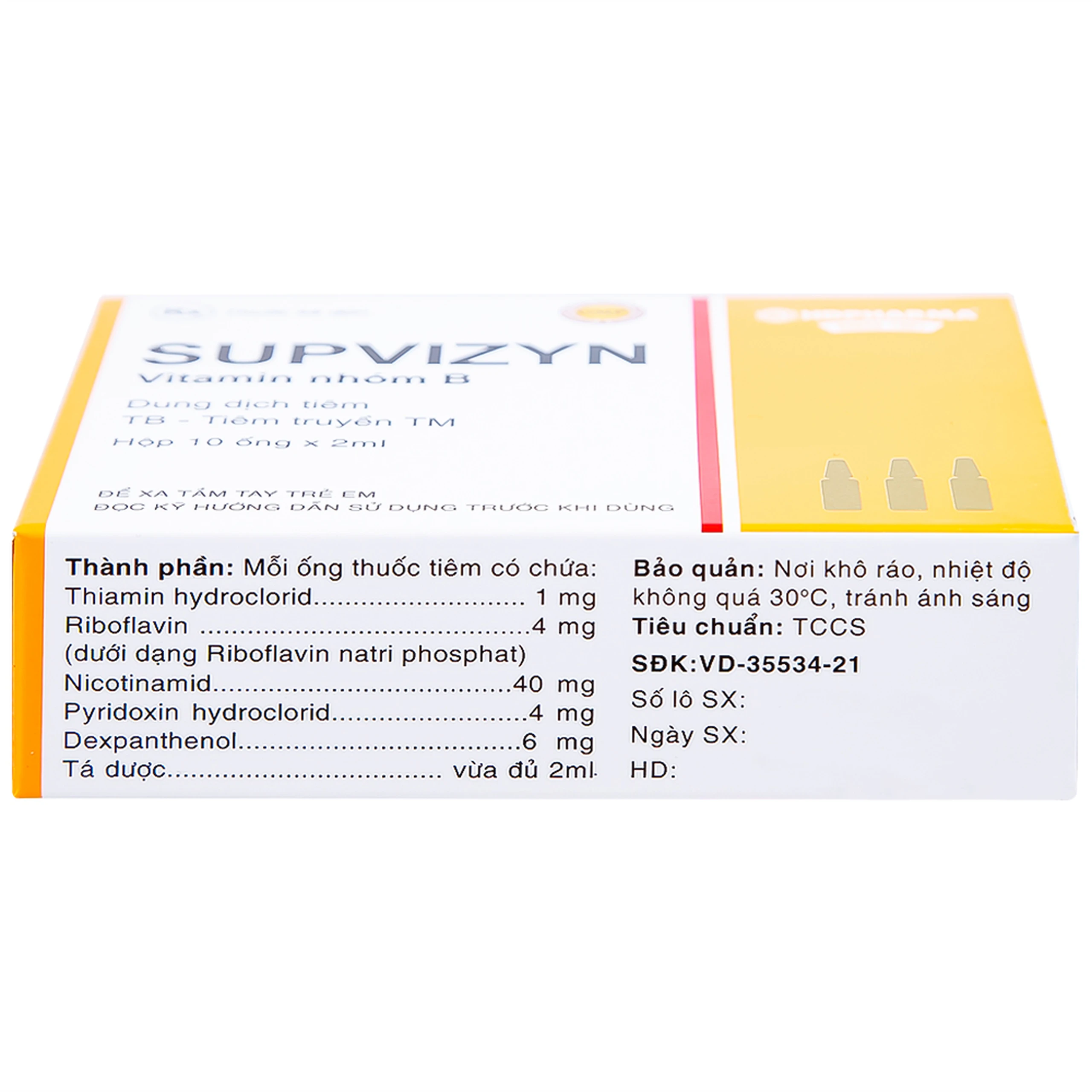 Dung dịch tiêm Supvizyn HDpharma dự phòng và điều trị thiếu các Vitamin nhóm B (10 ống)