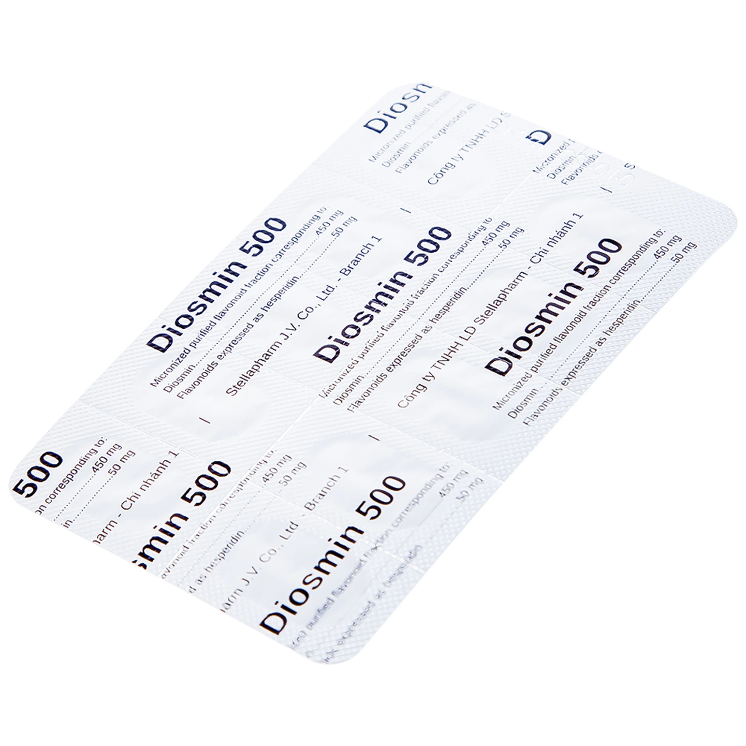 Thuốc Diosmin 500 Stella điều trị triệu chứng liên quan đến suy tĩnh mạch - mạch bạch huyết (6 vỉ x 10 viên)