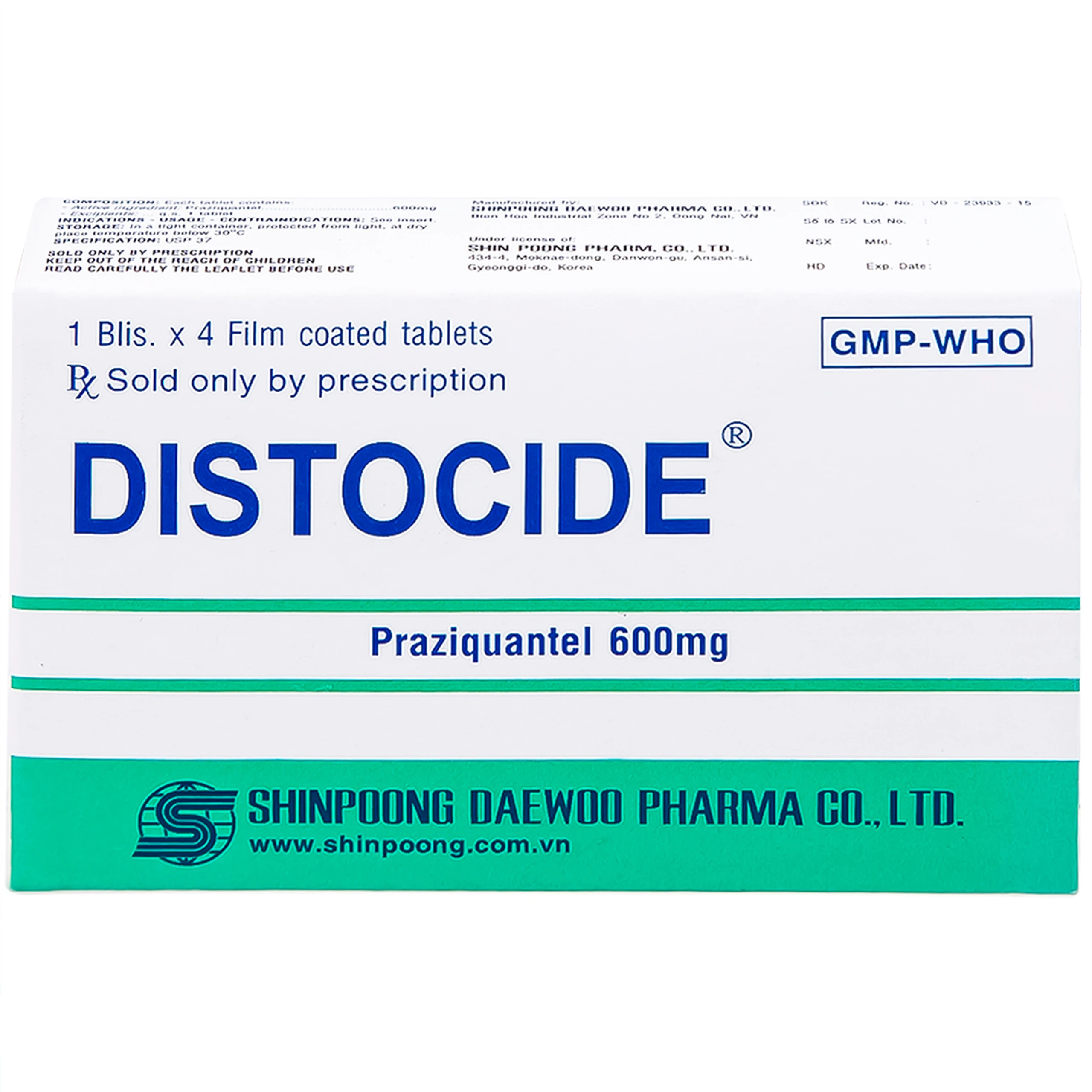 Thuốc Distocide Shinpoong Daewoo điều trị sán máng, sán lá gan nhỏ (1 vỉ x 4 viên)