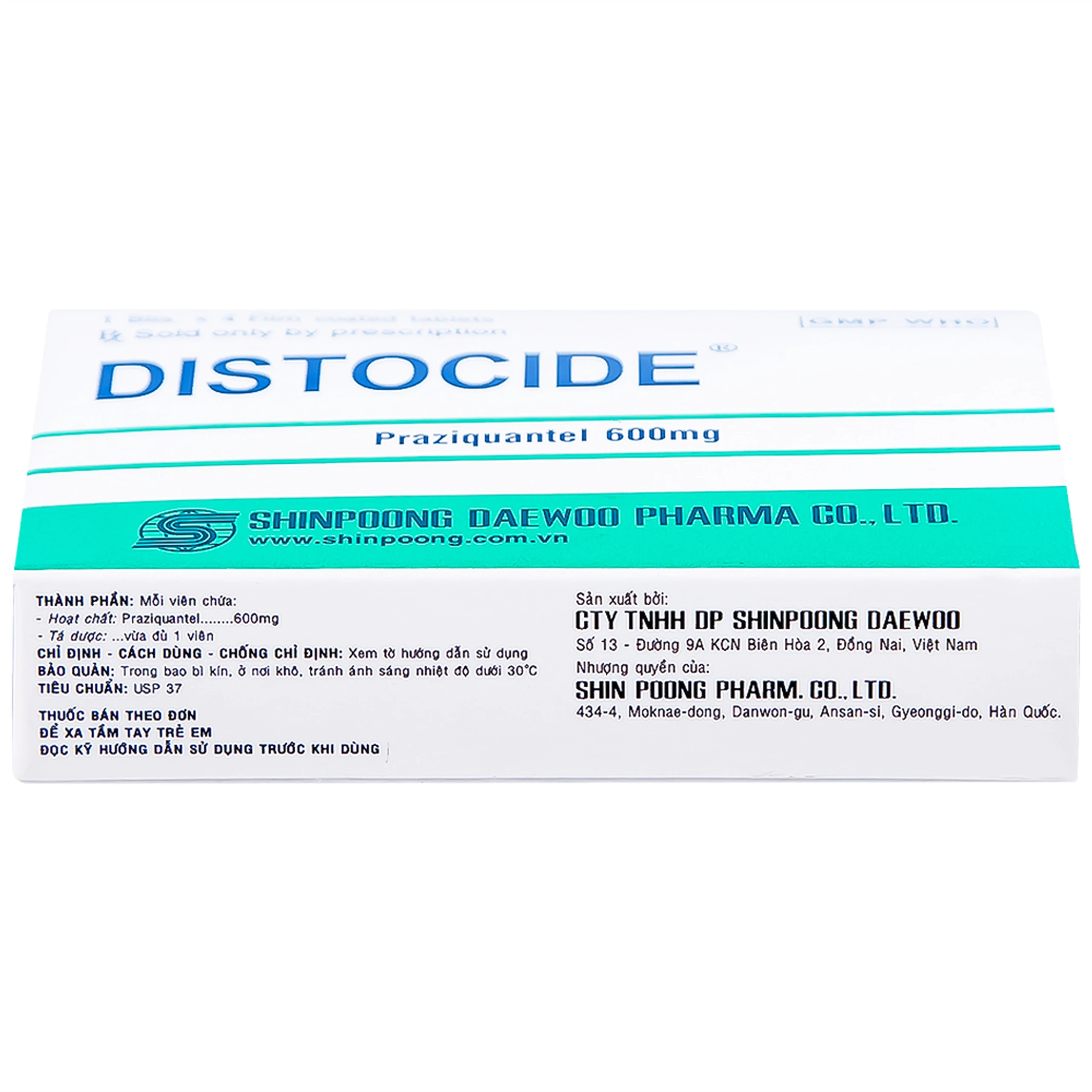 Thuốc Distocide Shinpoong Daewoo điều trị sán máng, sán lá gan nhỏ (1 vỉ x 4 viên)