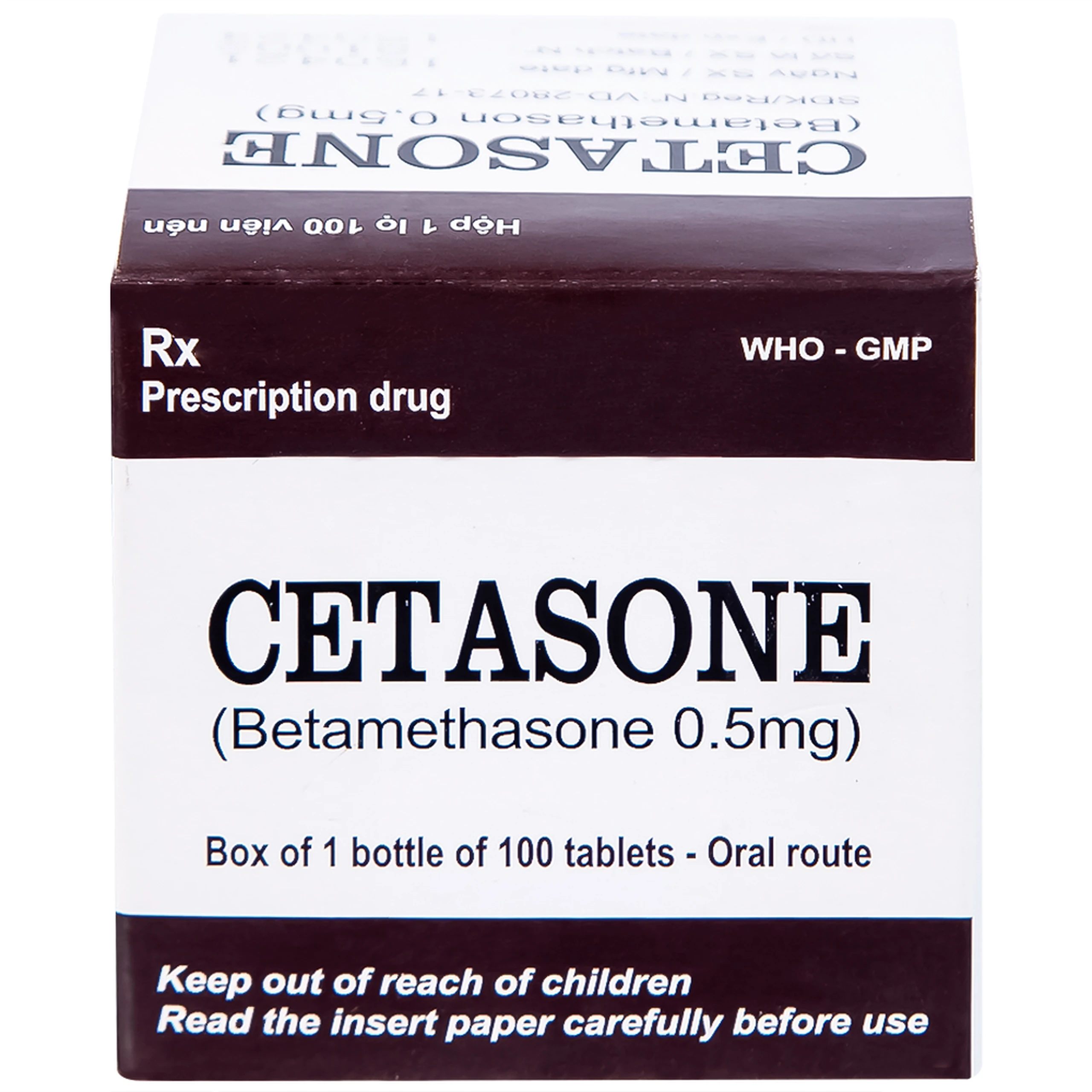 Thuốc Cetasone 0.5mg Pharbaco điều trị thấp khớp, bệnh hệ thống tạo keo (100 viên)