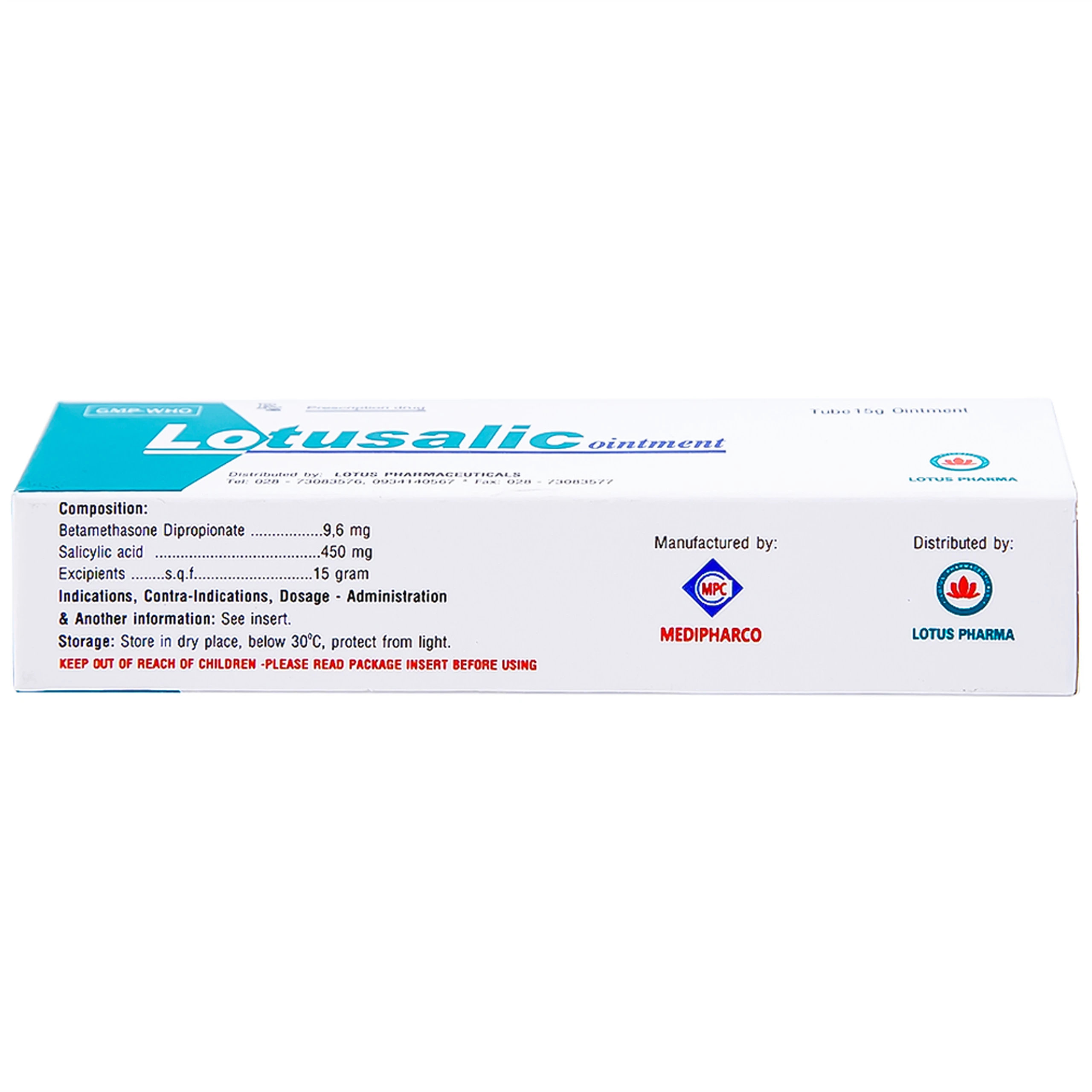 Thuốc mỡ bôi da Lotusalic Medipharco giảm các biểu hiện viêm của bệnh da dày sừng và bệnh da khô (15g)