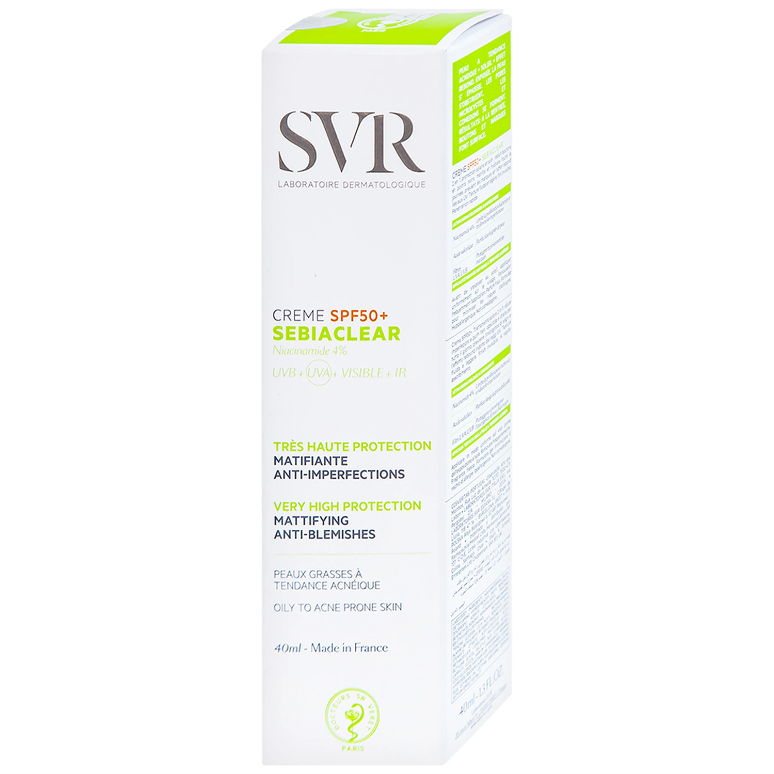 Kem chống nắng SVR Sebiaclear Creme SPF50+ dưỡng da dùng cho da hỗn hợp, da dầu và da nhạy cảm (40ml)