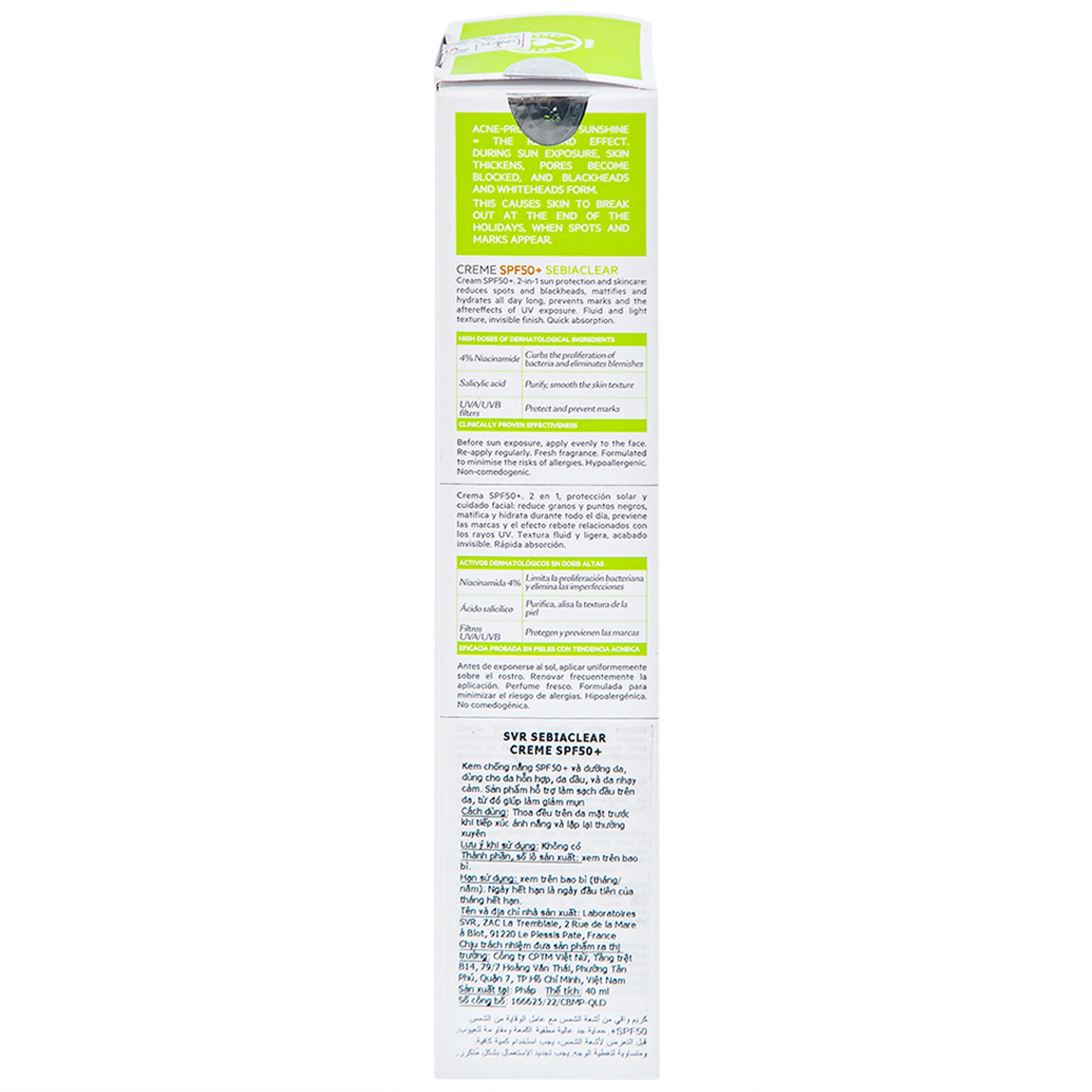 Kem chống nắng SVR Sebiaclear Creme SPF50+ dưỡng da dùng cho da hỗn hợp, da dầu và da nhạy cảm (40ml)