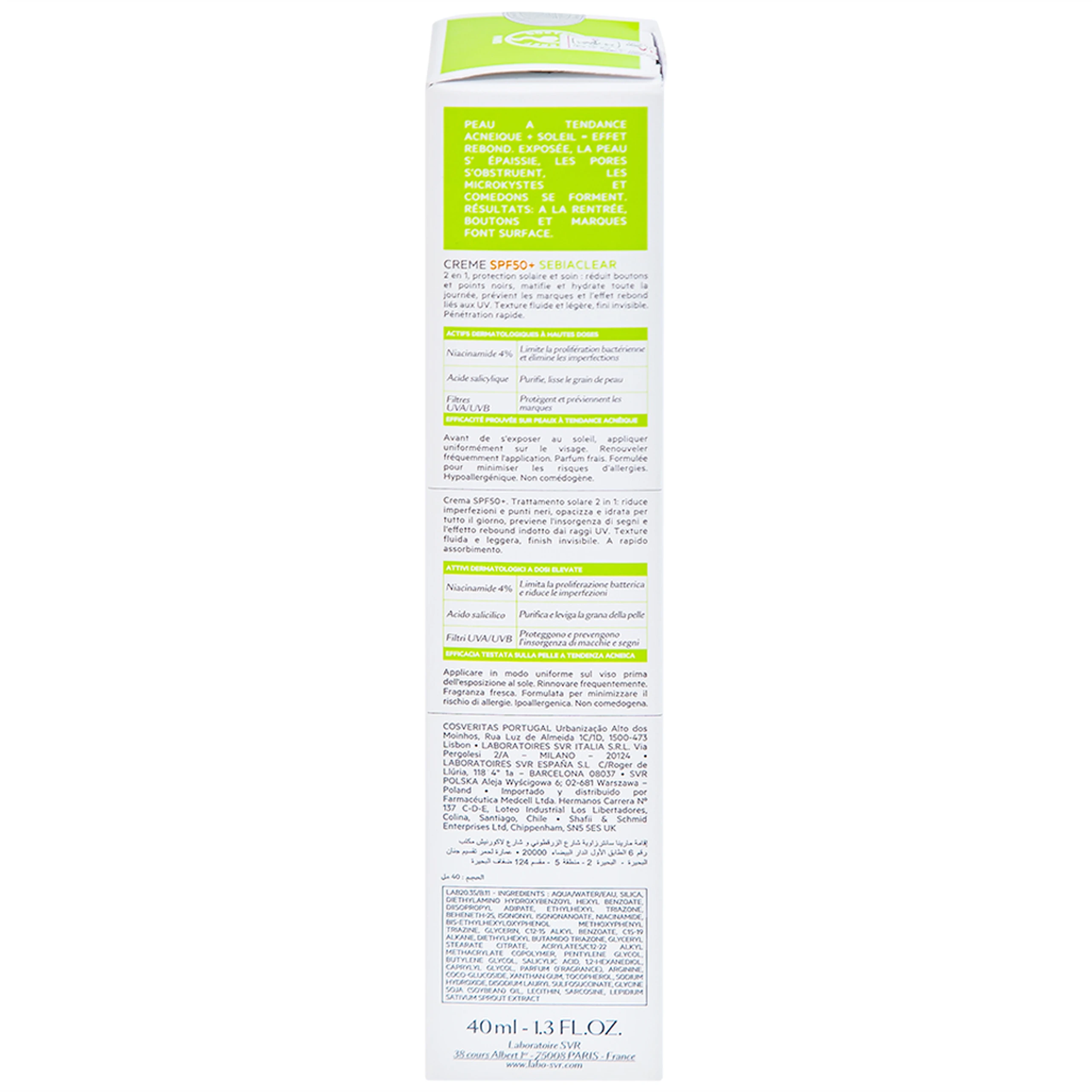 Kem chống nắng SVR Sebiaclear Creme SPF50+ dưỡng da dùng cho da hỗn hợp, da dầu và da nhạy cảm (40ml)