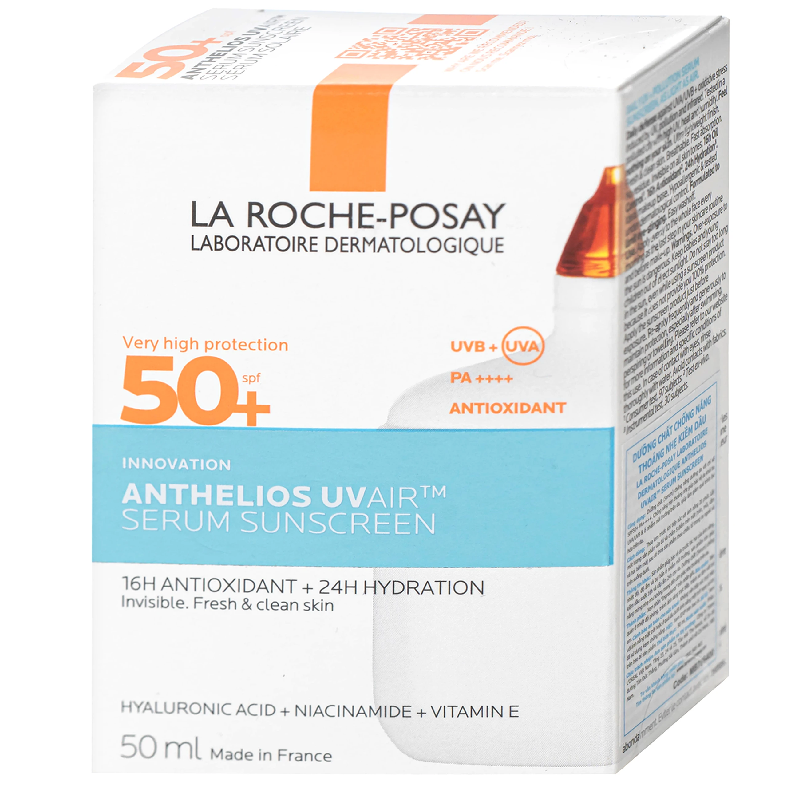 Kem chống nắng thấm nhanh, không nhờn rít La Roche-Posay Anthelios Uvair Serum Solaire SPF 50+ PA++++ (50ml)