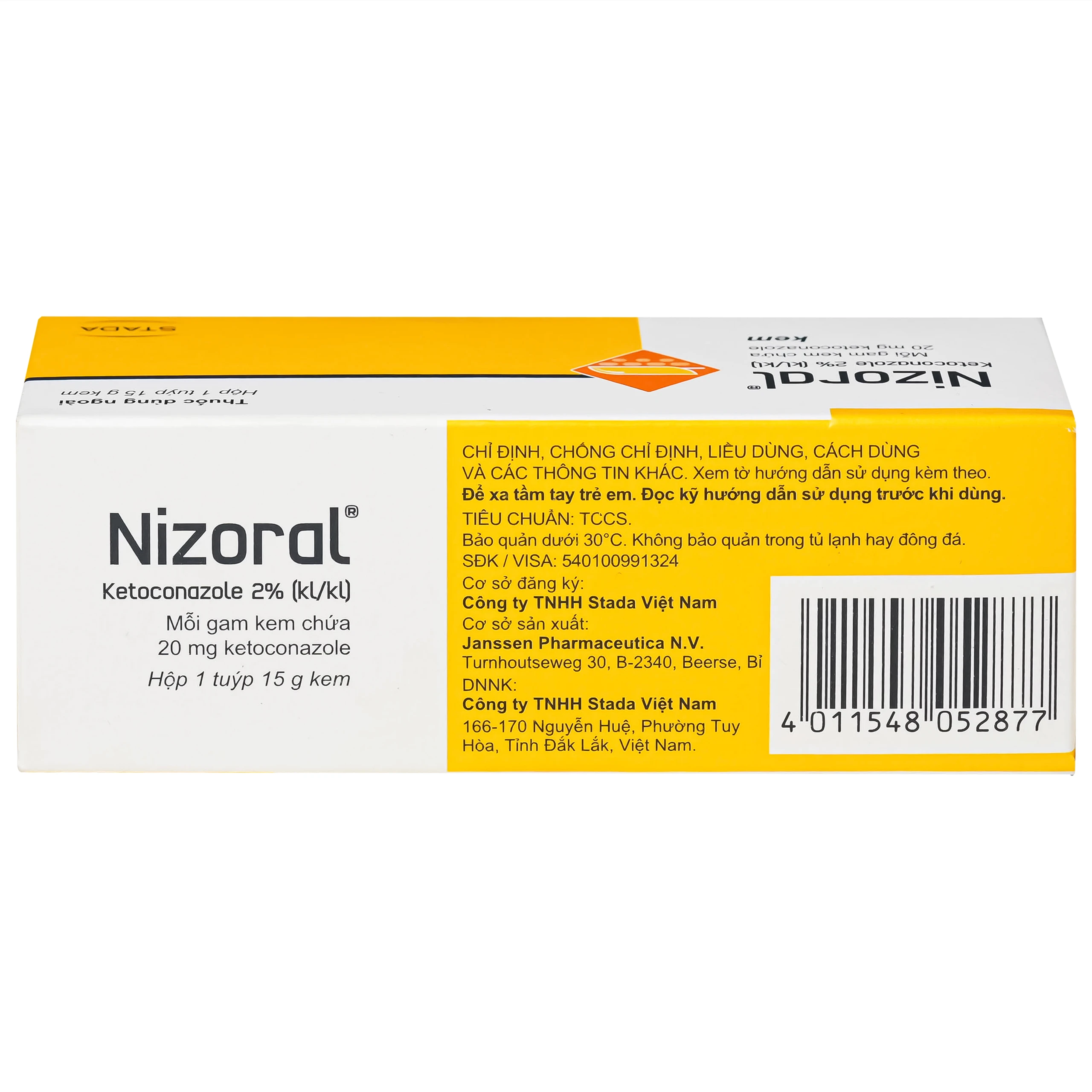 Kem Nizoral Stada 20mg/g điều trị nhiễm nấm ngoài da (15g)