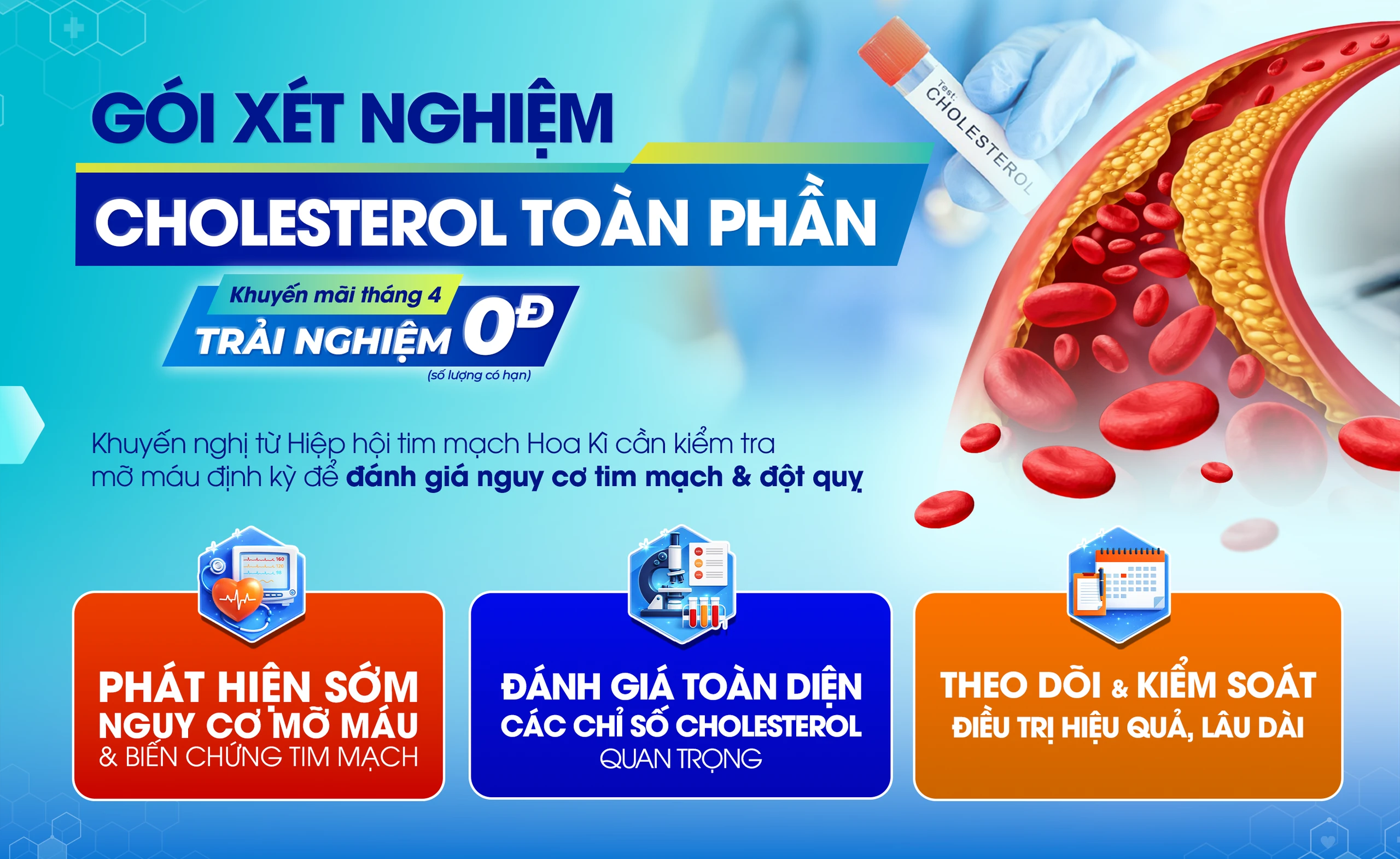 THỂ LỆ CHƯƠNG TRÌNH KHUYẾN MÃI XÉT NGHIỆM CHOLESTEROL MIỄN PHÍ 