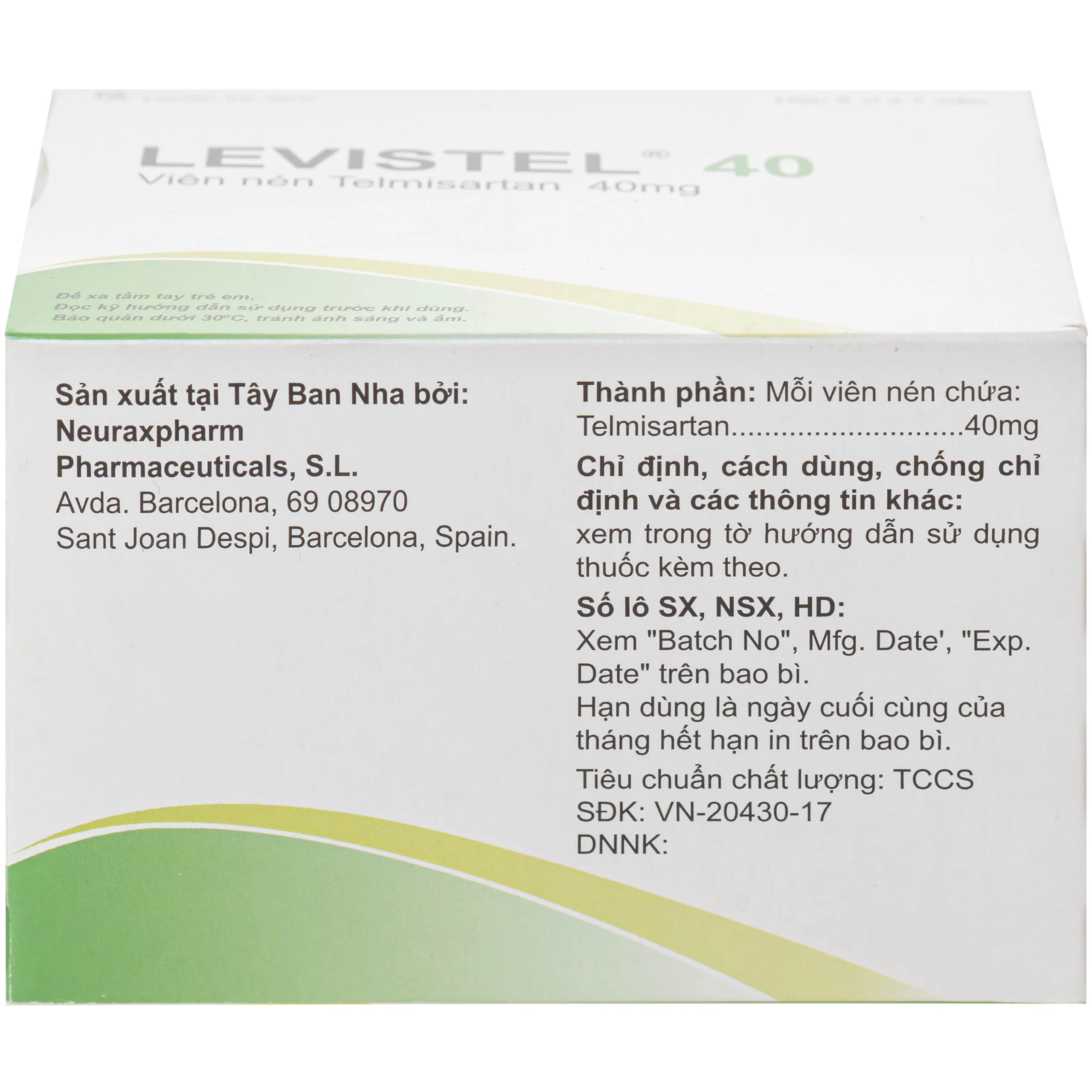 Thuốc Levistel 40mg Neuraxpharm Điều trị tăng huyết áp vô căn (8 vỉ x 7 viên) 4