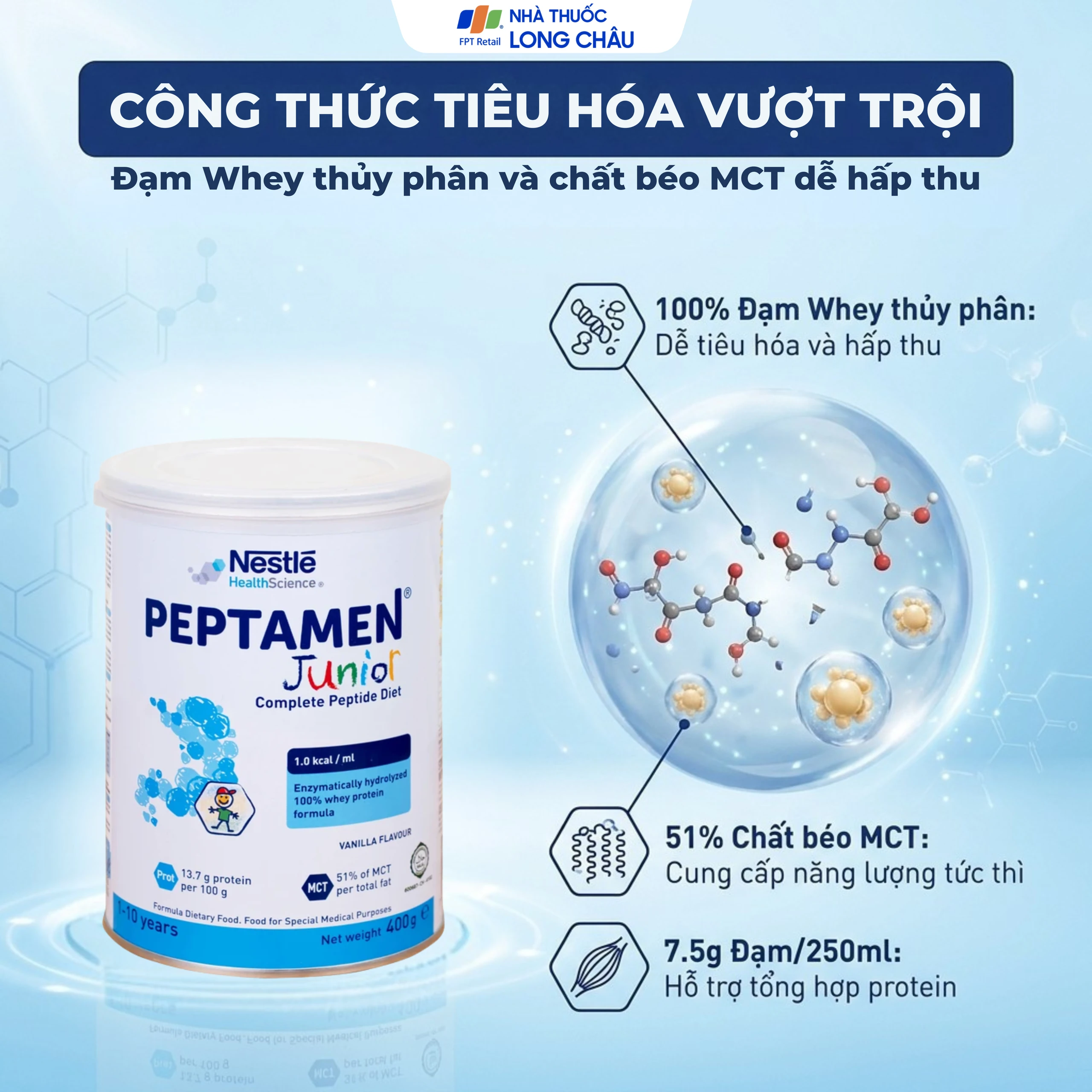 Sữa bổ sung dinh dưỡng chuyên biệt cho bệnh nhi suy yếu Peptamen Junior (400g) 3