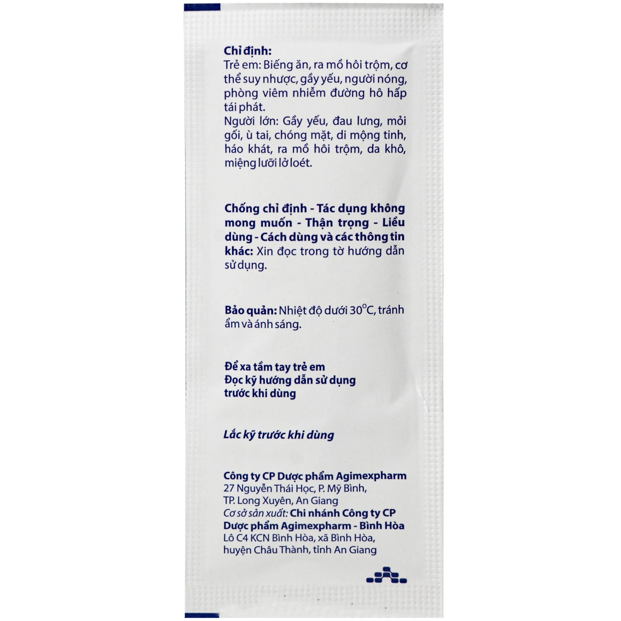 Lục vị agi Điều trị biếng ăn, ra mồ hôi trộm ở trẻ, di mộng tinh miệng lưỡi lở loét ở người lớn (Hộp 30 gói)