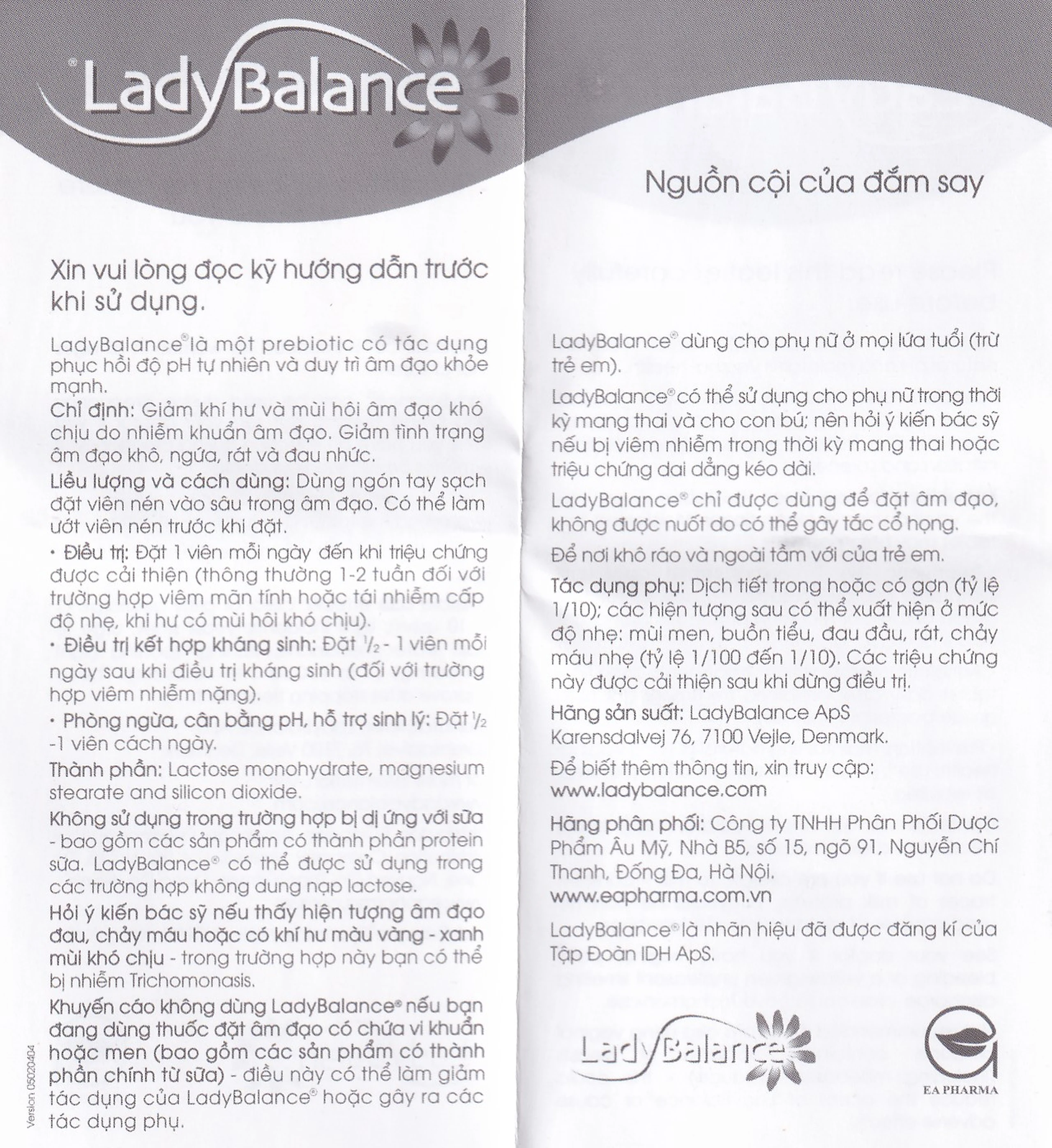 Viên đặt phụ khoa Ladybalance (1 vỉ x 12 viên) giảm khí hư, mùi hôi, khô ngứa, rát do viêm nhiễm âm đạo