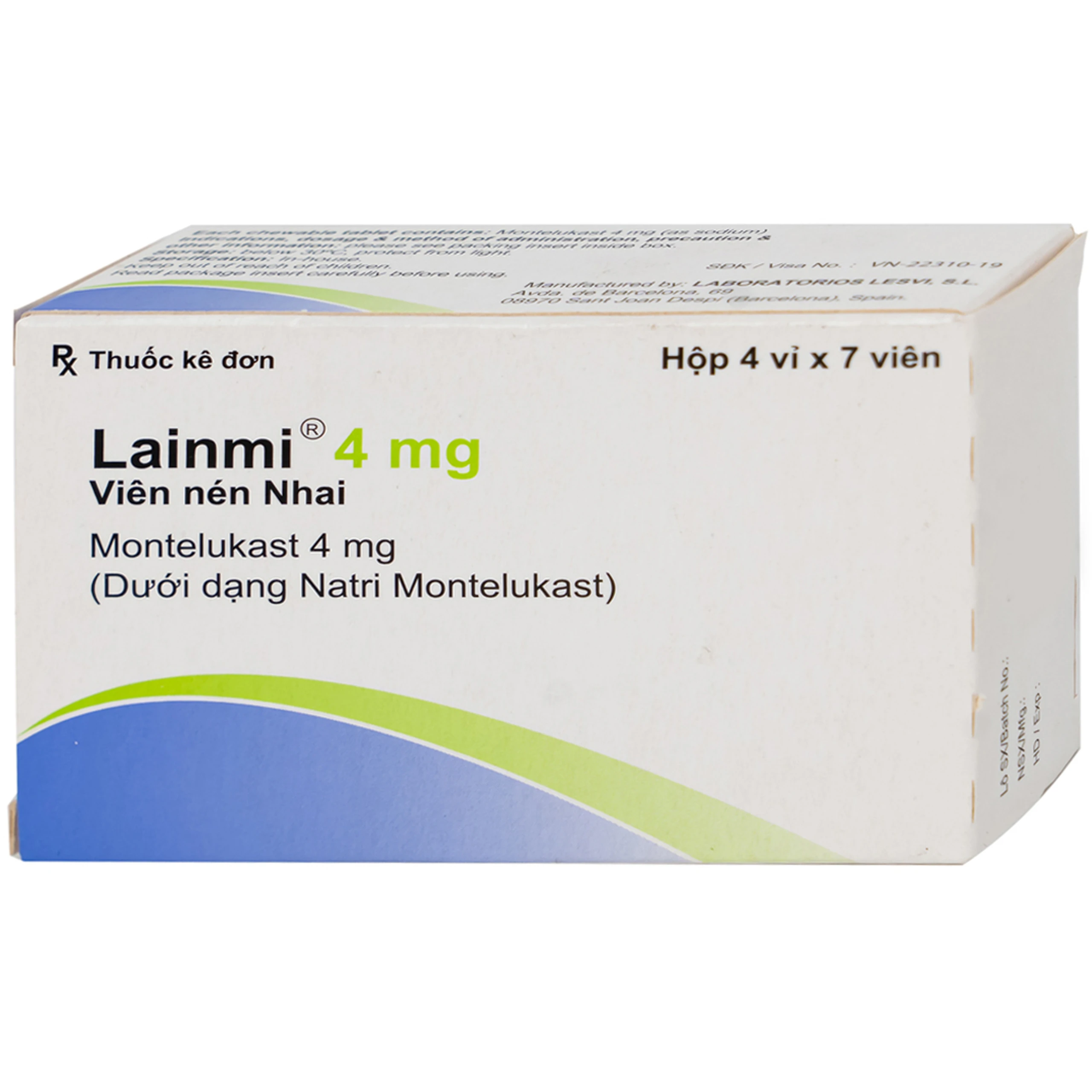 Thuốc Lainmi 4mg Lesvi phòng ngừa và điều trị hen (4 vỉ x 7 viên)
