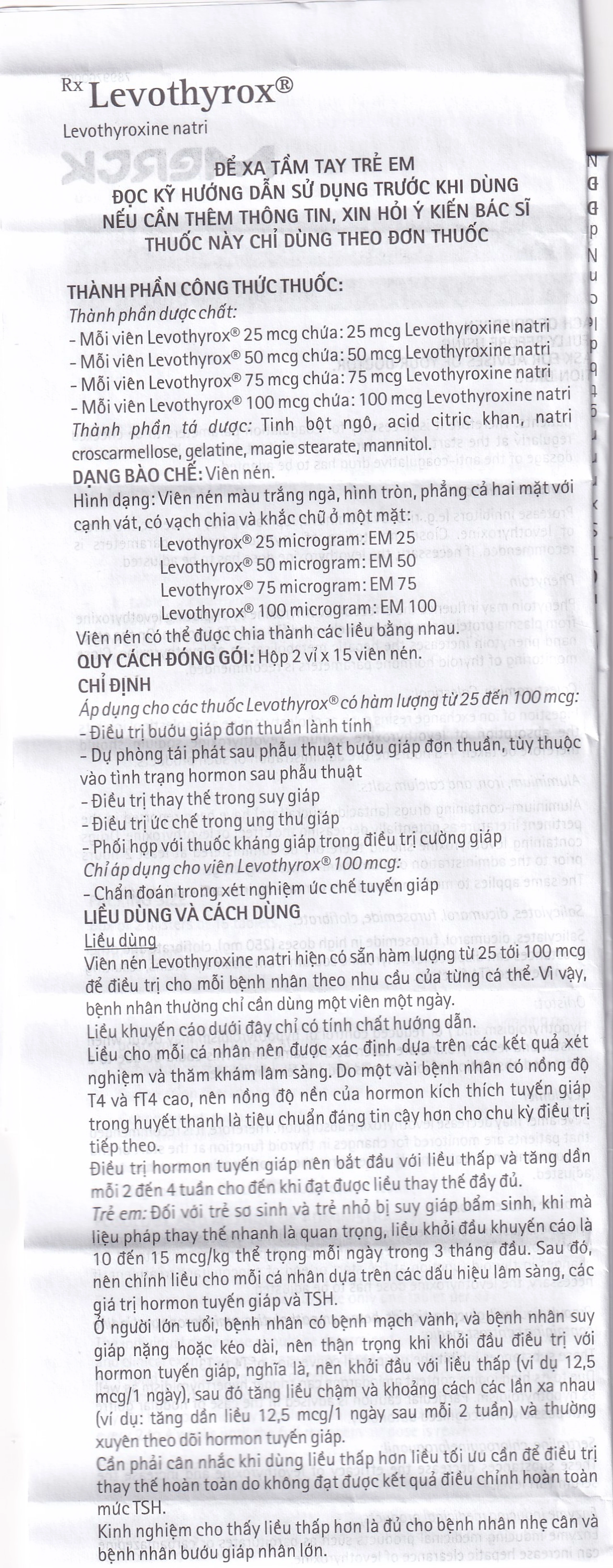 Thuốc Levothyrox 100µg Merck điều trị bướu giáp, suy giáp, ung thư giáp (2 vỉ x 15 viên)