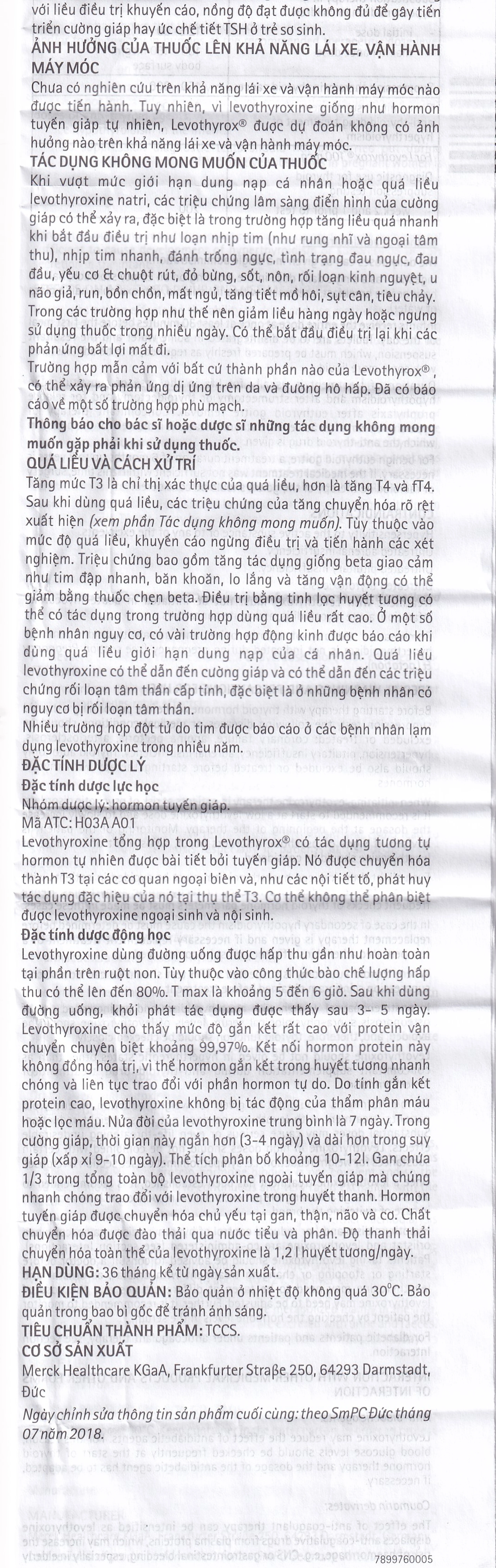 Thuốc Levothyrox 100µg Merck điều trị bướu giáp, suy giáp, ung thư giáp (2 vỉ x 15 viên)