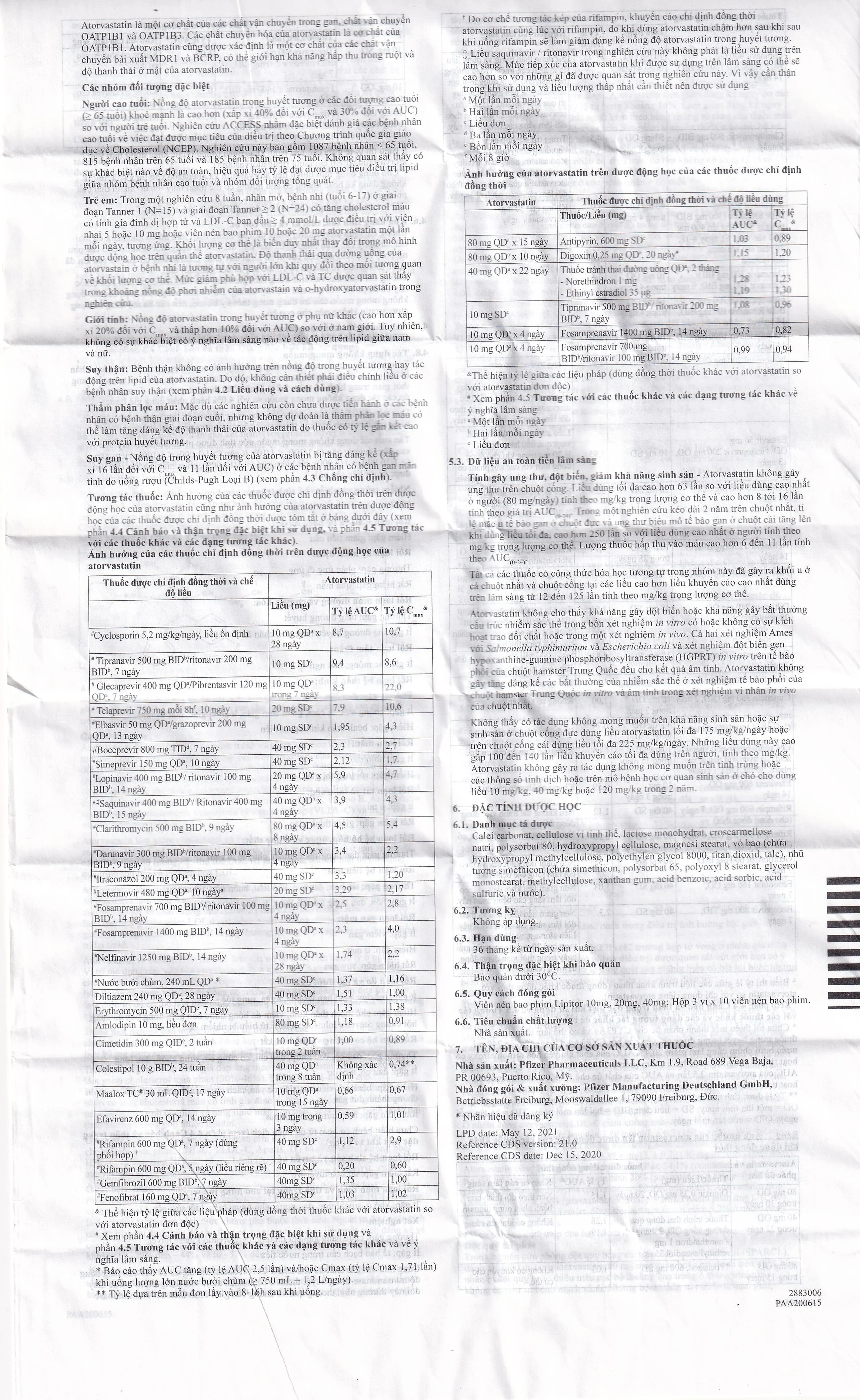 Thuốc Lipitor 10mg Viatris điều trị tăng cholesterol toàn phần (3 vỉ x 10 viên) 