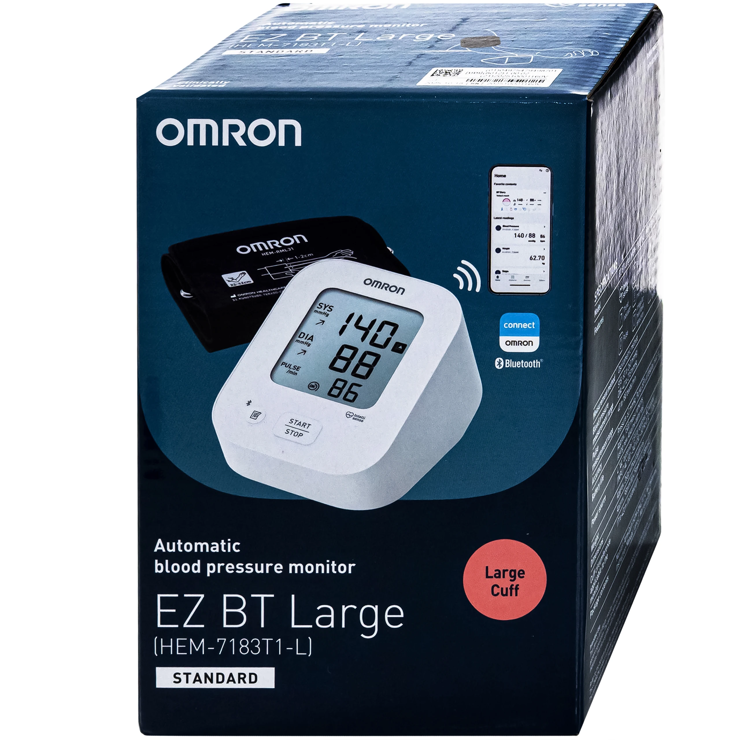 Máy đo huyết áp bắp tay Omron Ez BT Large Hem 7183T1-L (vòng bít lớn) hỗ trợ đo huyết áp,nhịp tim