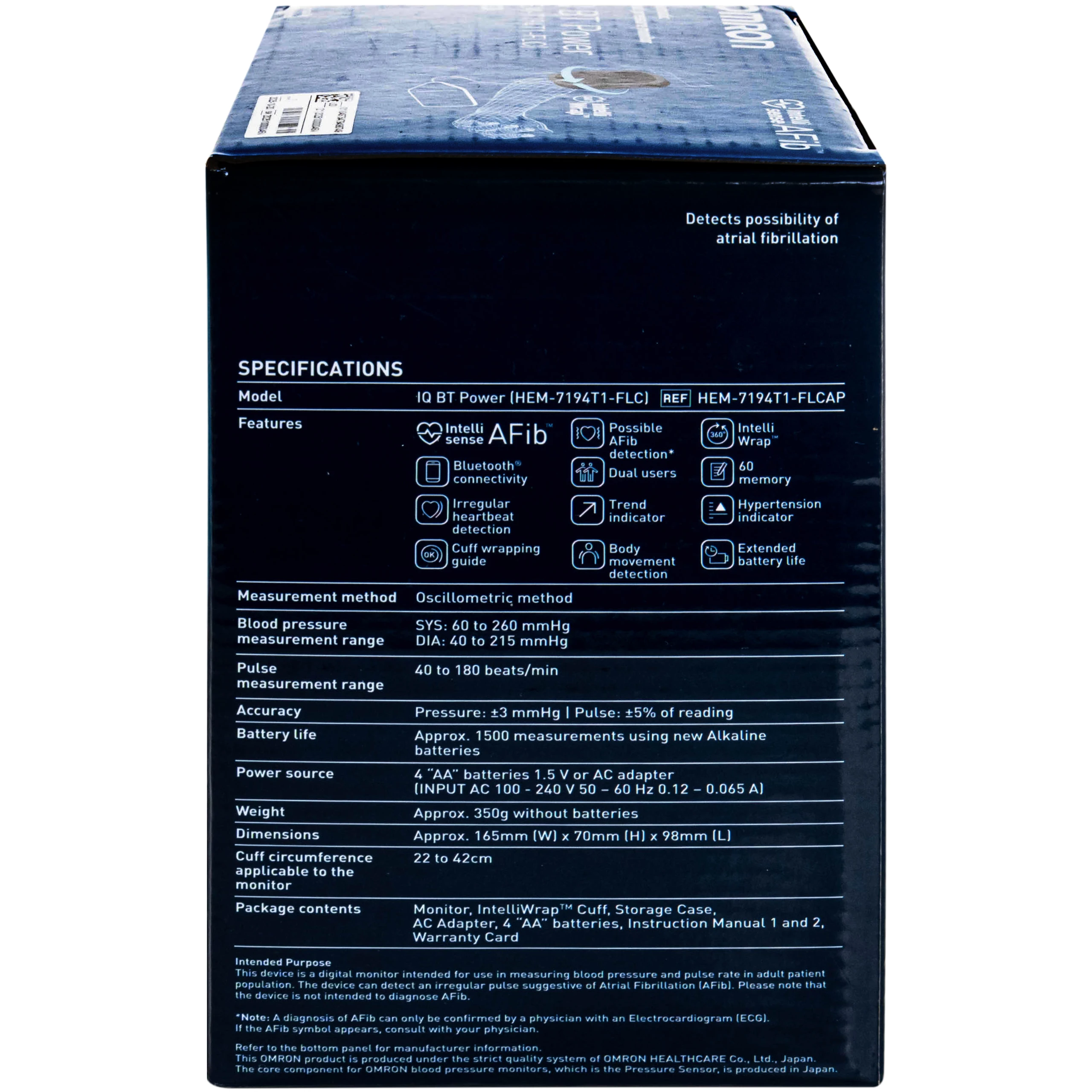 Máy đo huyết áp bắp tay Omron IQ BT Power Hem 7194T1 Flc Afib hỗ trợ đo huyết áp, cảnh báo đột quỵ