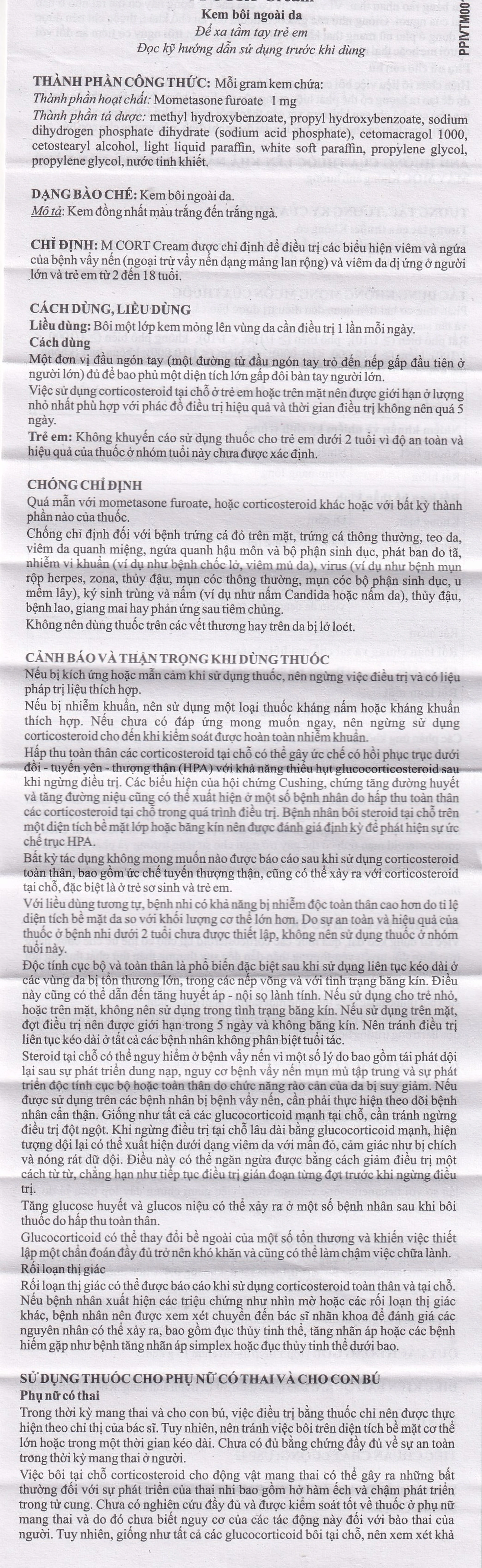 Thuốc M CORT cream Agio điều trị các biểu hiện viêm và ngứa của bệnh vẩy nến, viêm da dị ứng (15g)