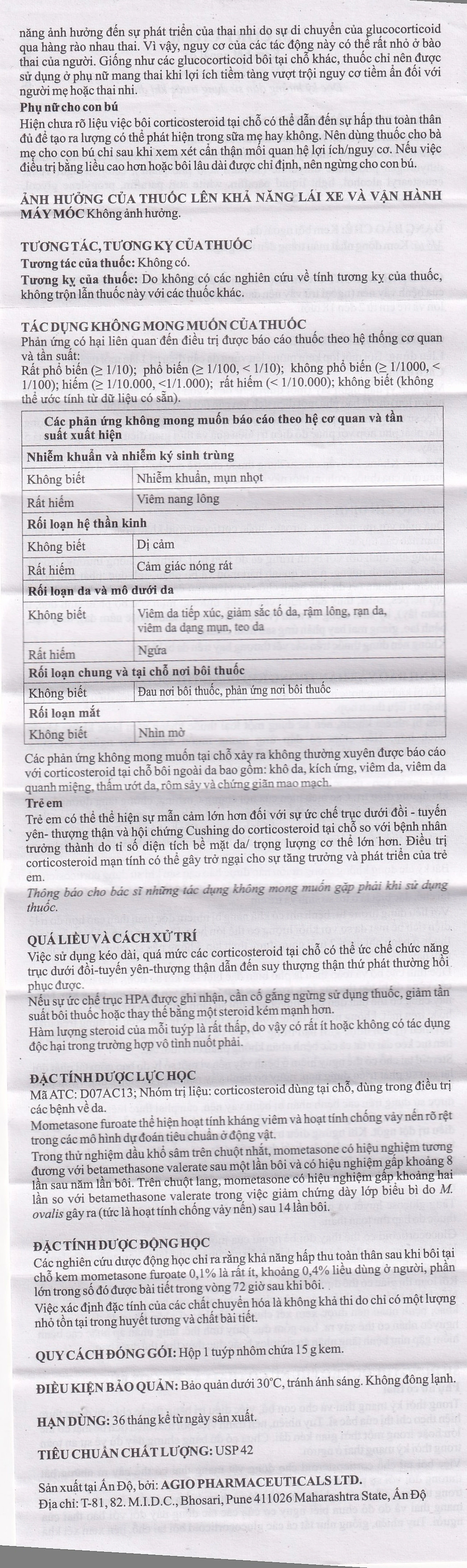 Thuốc M CORT cream Agio điều trị các biểu hiện viêm và ngứa của bệnh vẩy nến, viêm da dị ứng (15g)