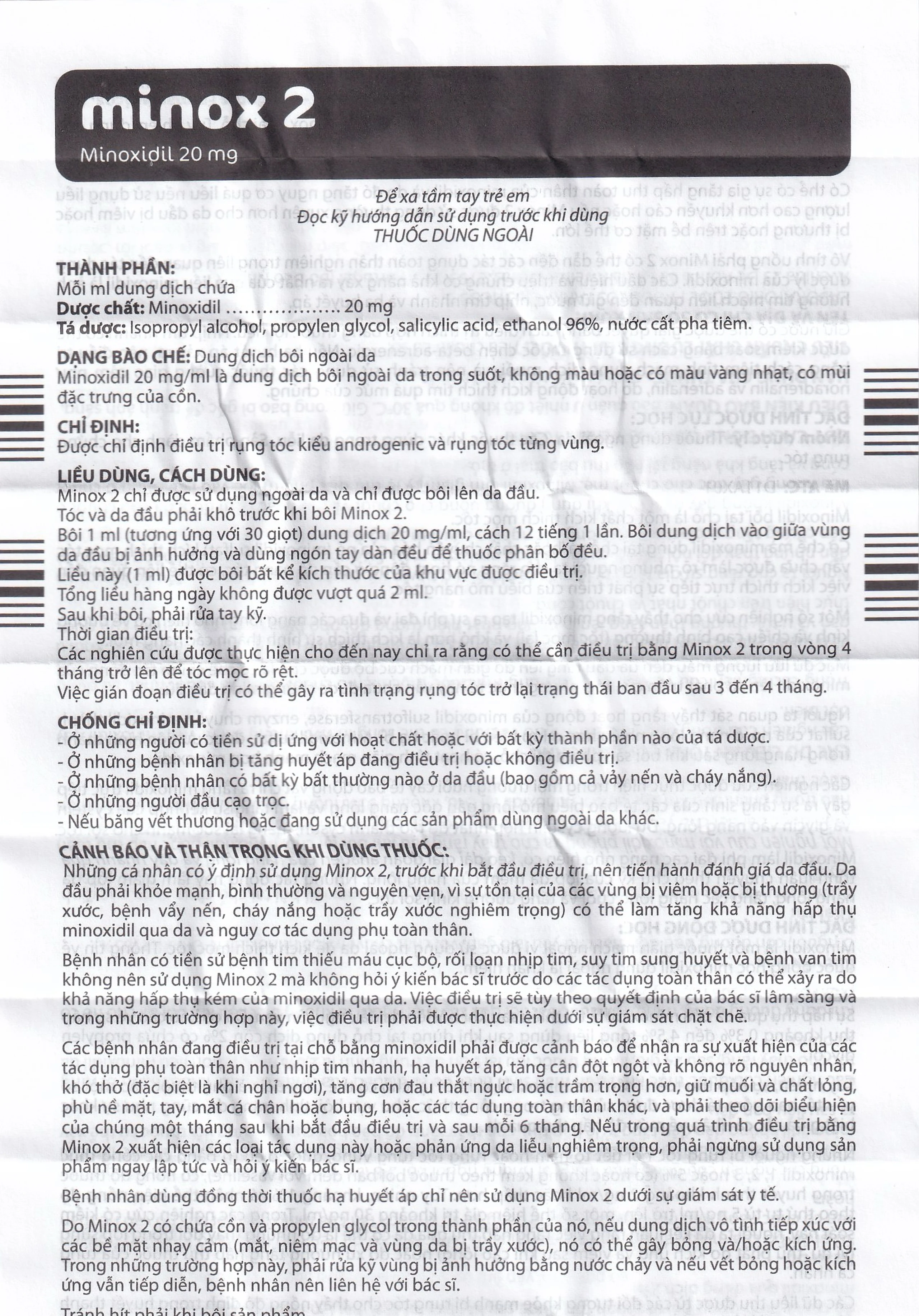 Thuốc Minox 20mg Edol điều trị rụng tóc kiểu androgenic và rụng tóc từng vùng (100ml)