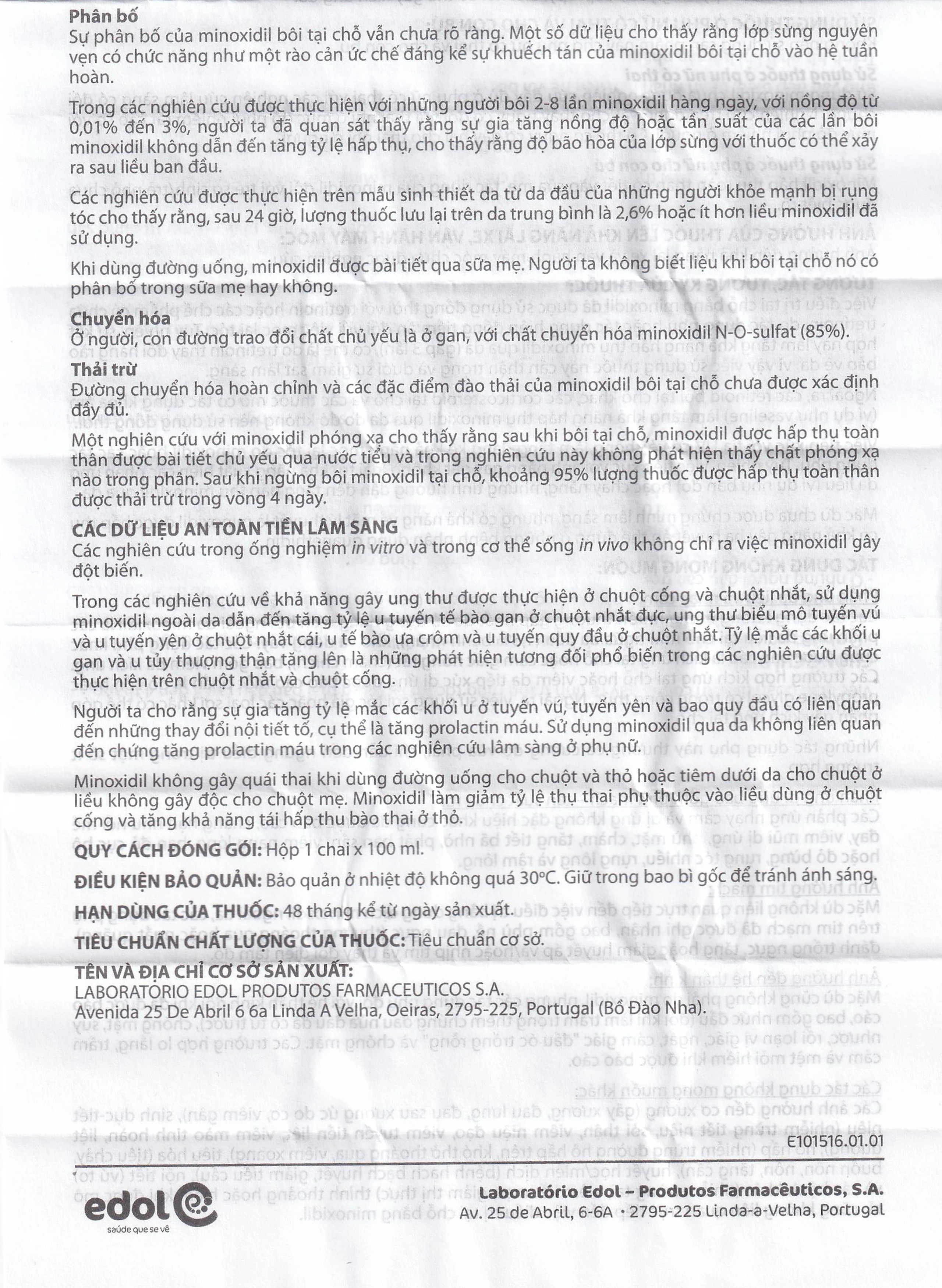 Thuốc Minox 20mg Edol điều trị rụng tóc kiểu androgenic và rụng tóc từng vùng (100ml)