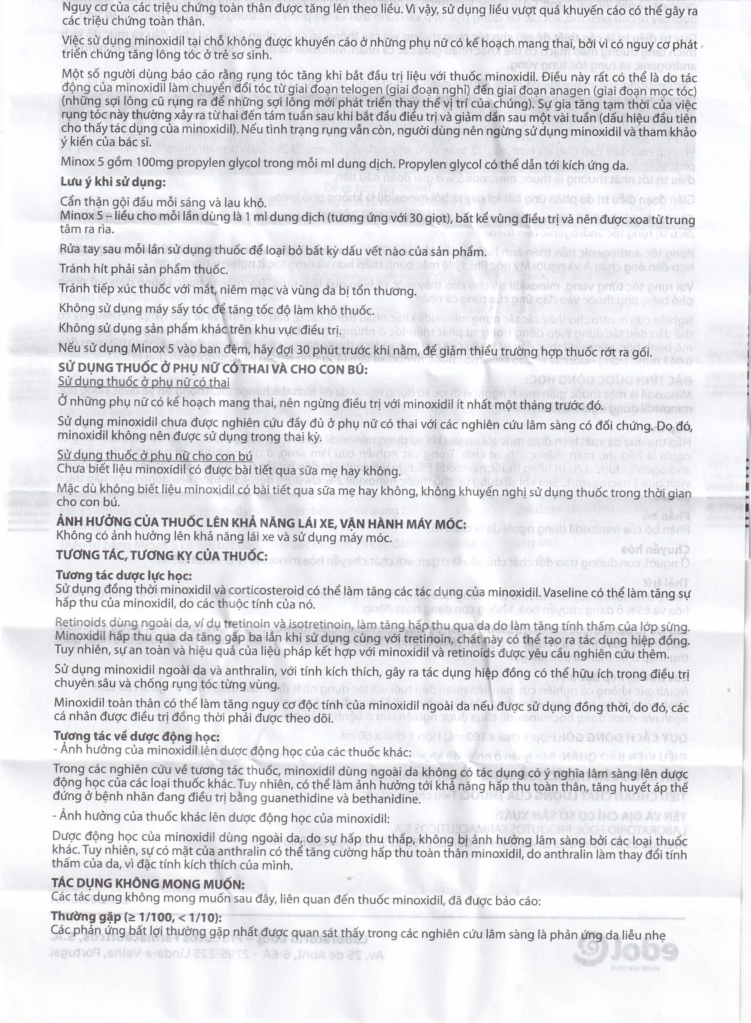 Thuốc Minox 50mg EDOL điều trị tại chỗ hói đầu và rụng tóc androgenic ở cả nam và nữ 60ml