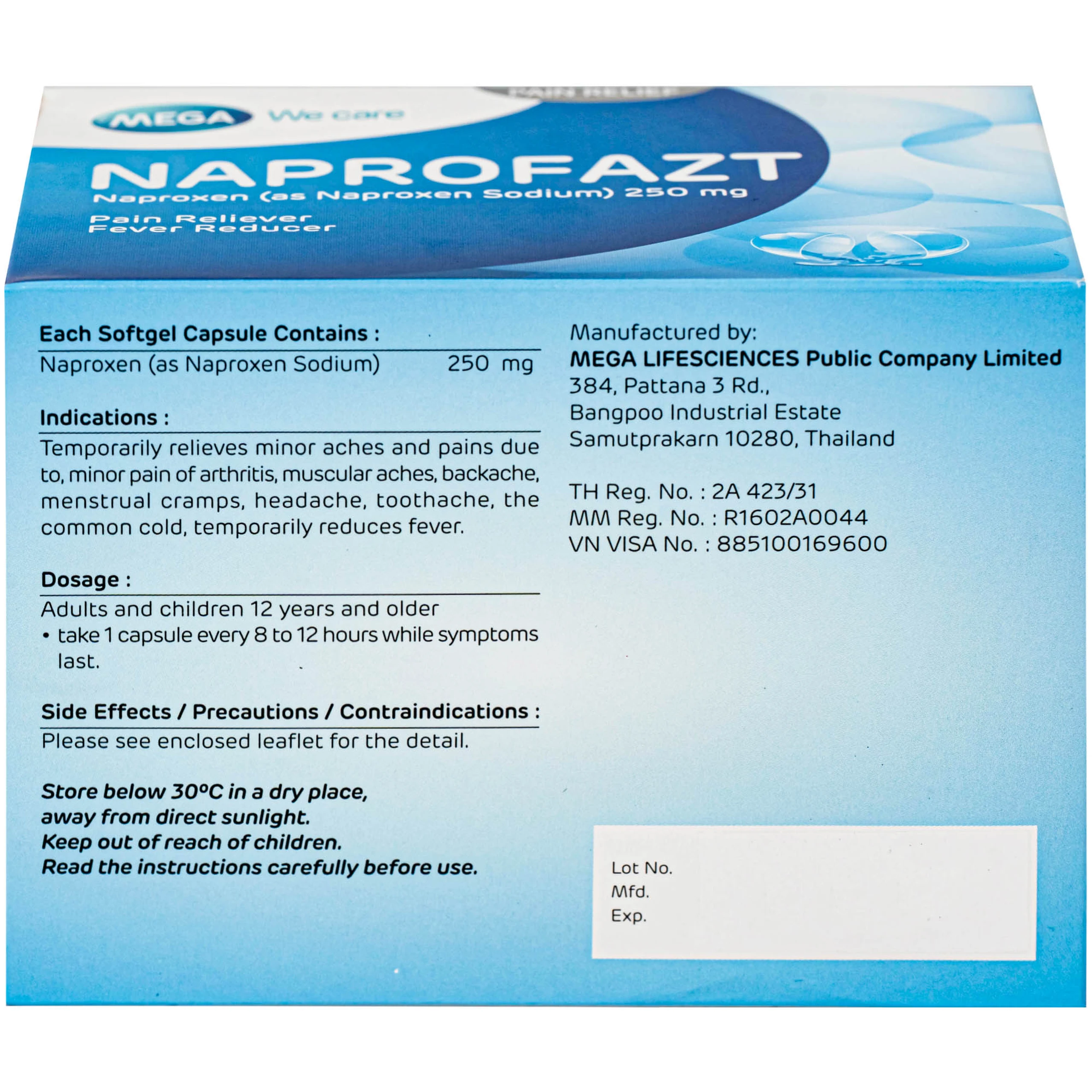 Thuốc Naprofazt 250mg Chống viêm không steroid (5 vỉ x 10 viên)