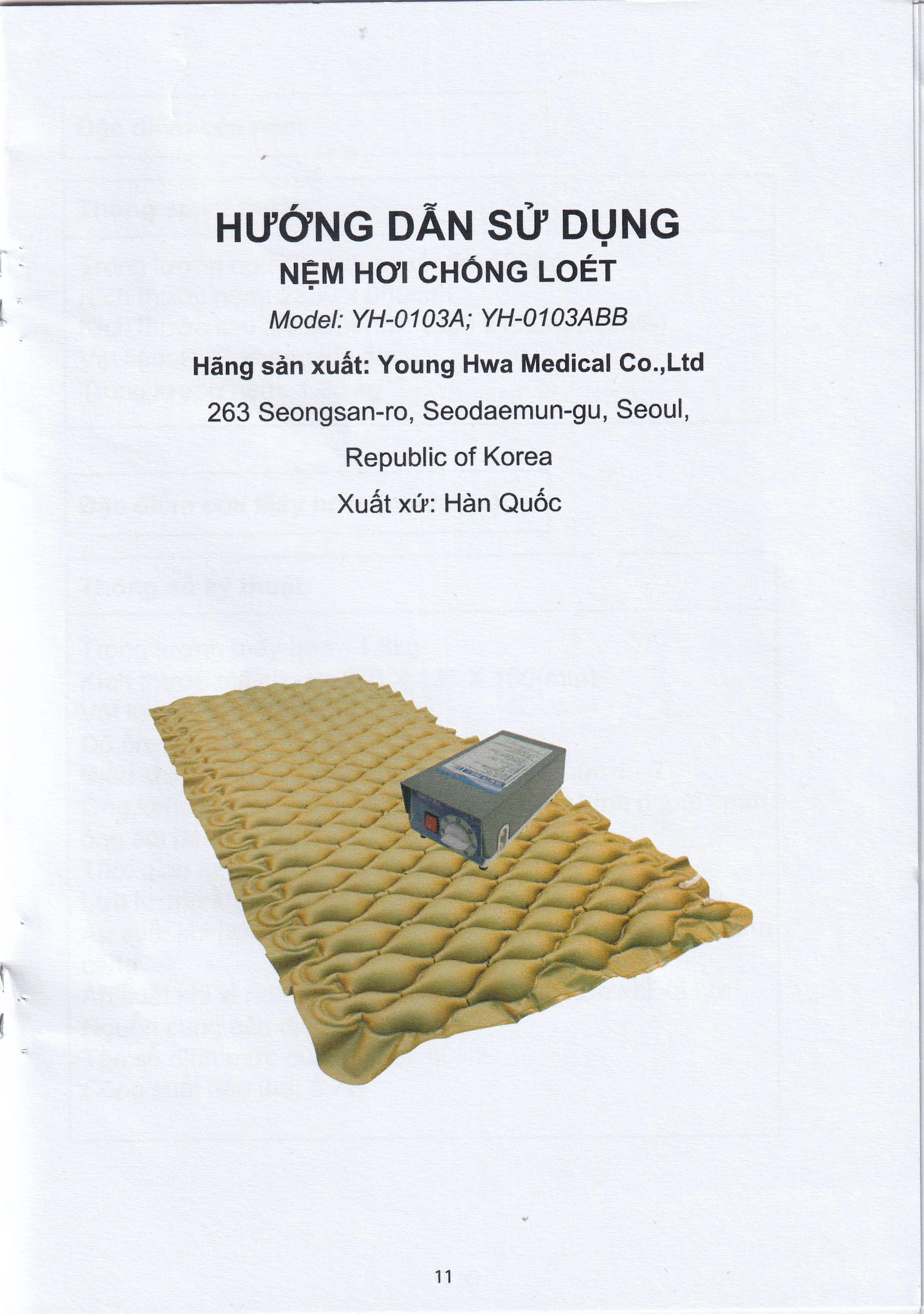 Nệm chống loét  YH Medical Model 0103A (Hàn Quốc) giúp ngăn ngừa và hỗ trợ điều trị loét do tì đè