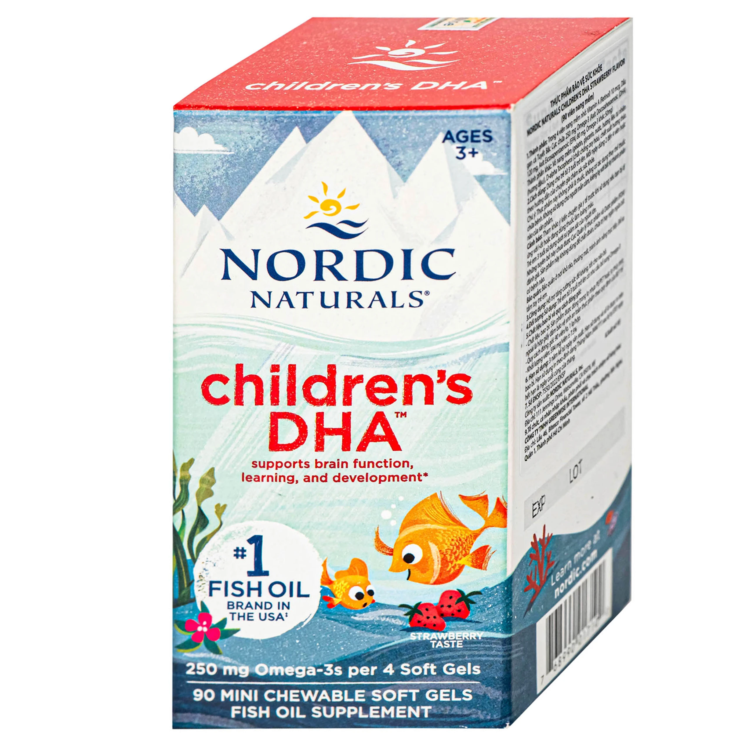Viên uống tốt cho não bộ của trẻ Nordic Naturals Children's DHA Strawberry Flavor (90 viên)