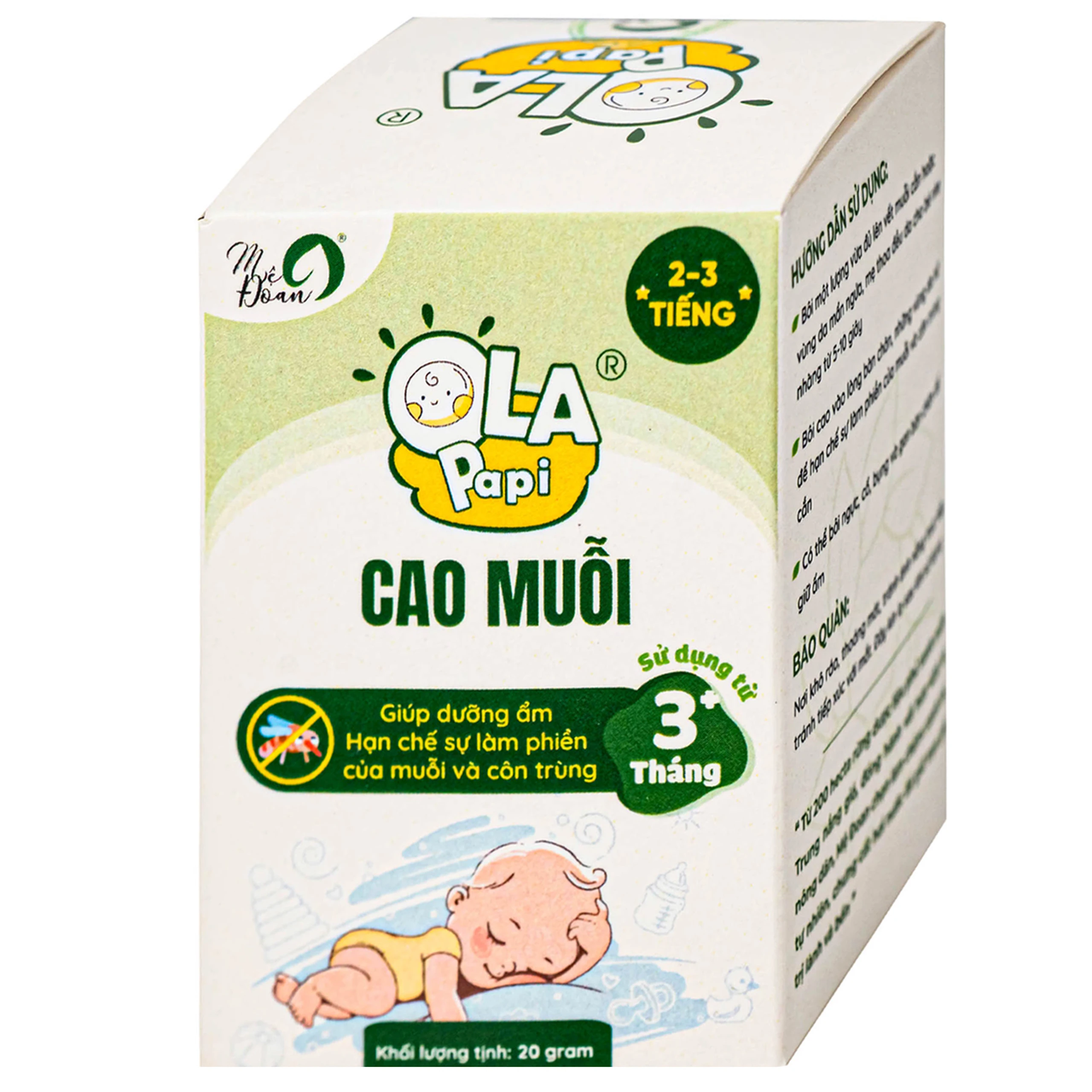 Cao Đuổi Muỗi Cho Bé, Giảm Sưng Tấy Do Côn Trùng Đốt Ola Papi (20g)