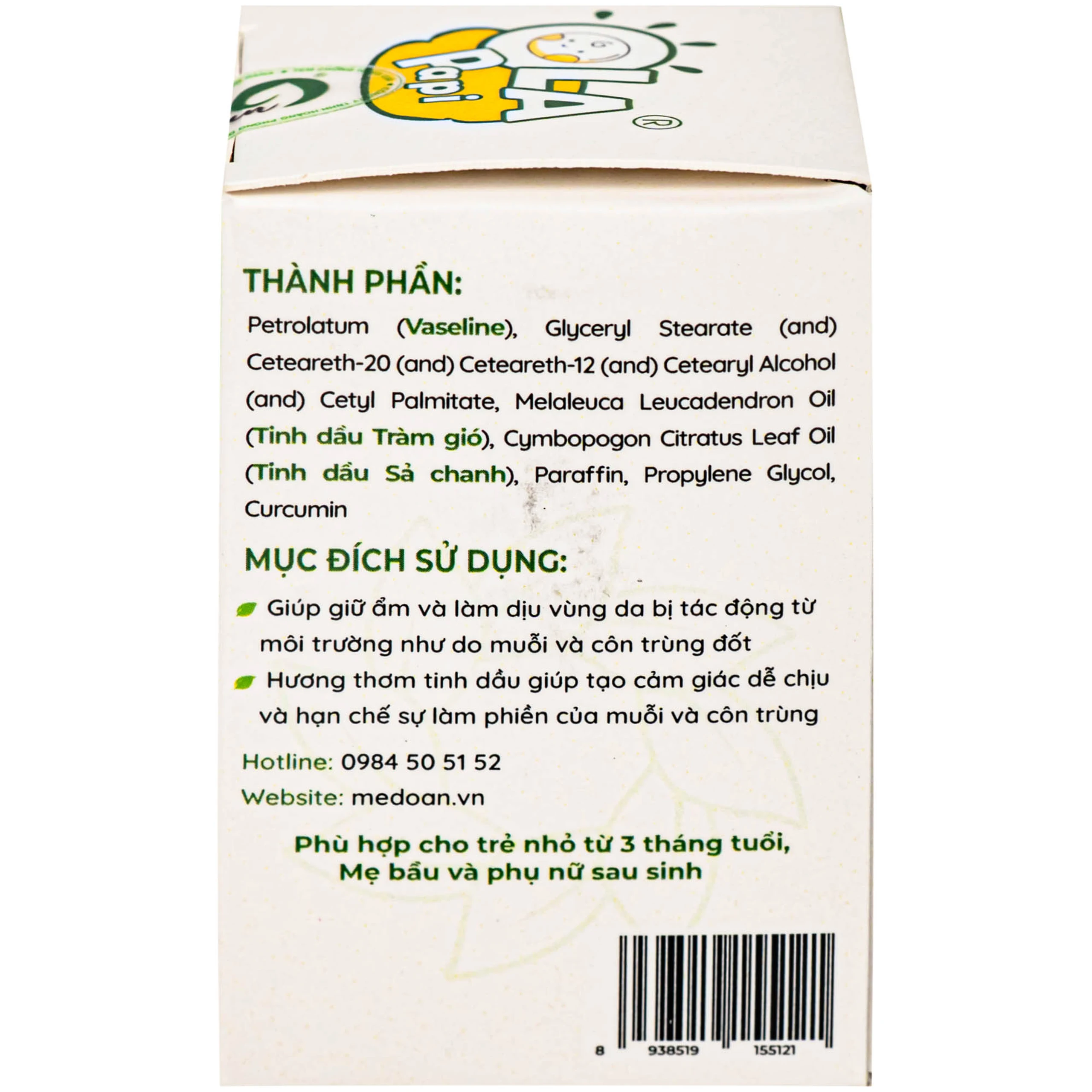 Cao Đuổi Muỗi Cho Bé, Giảm Sưng Tấy Do Côn Trùng Đốt Ola Papi (20g)