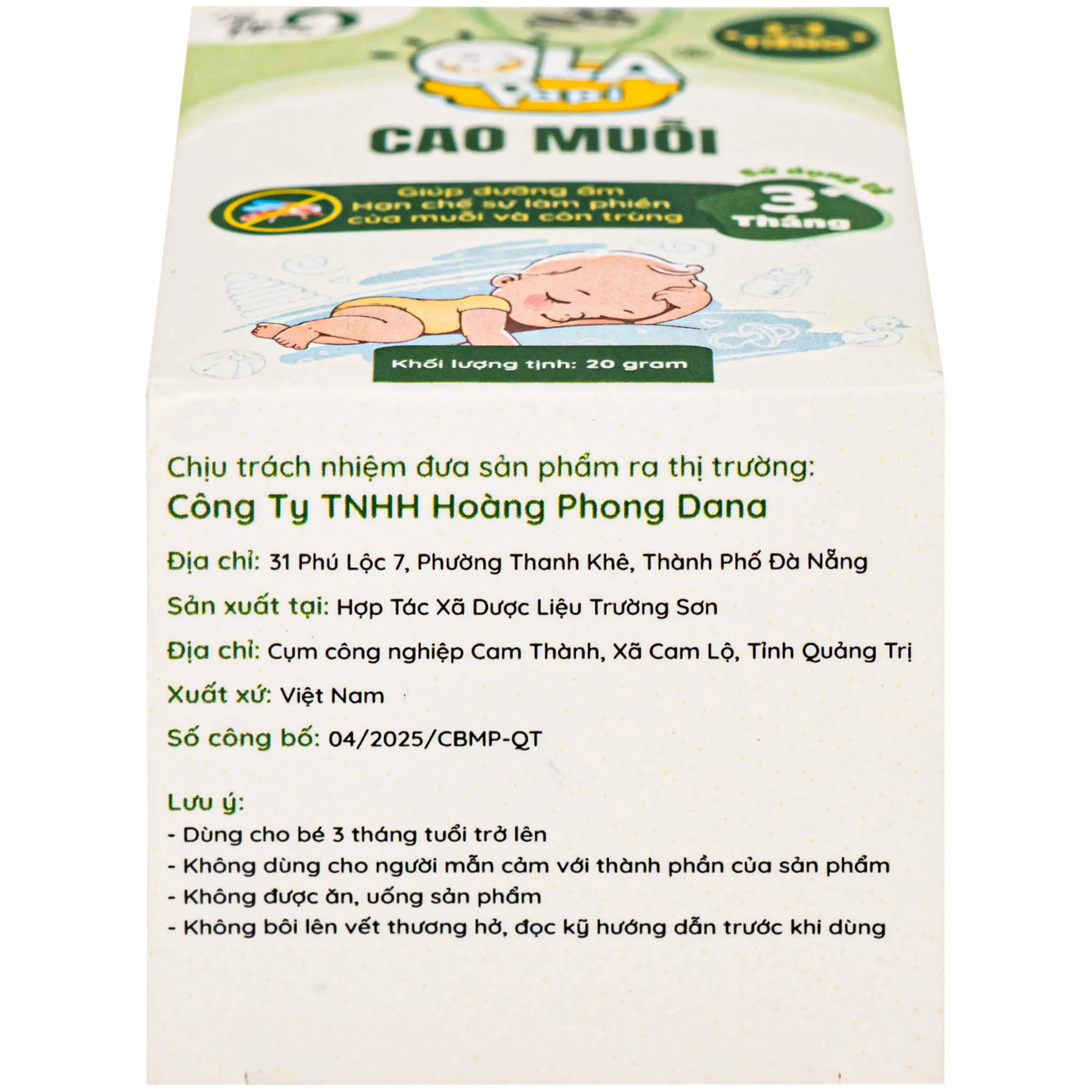 Cao Đuổi Muỗi Cho Bé, Giảm Sưng Tấy Do Côn Trùng Đốt Ola Papi (20g)