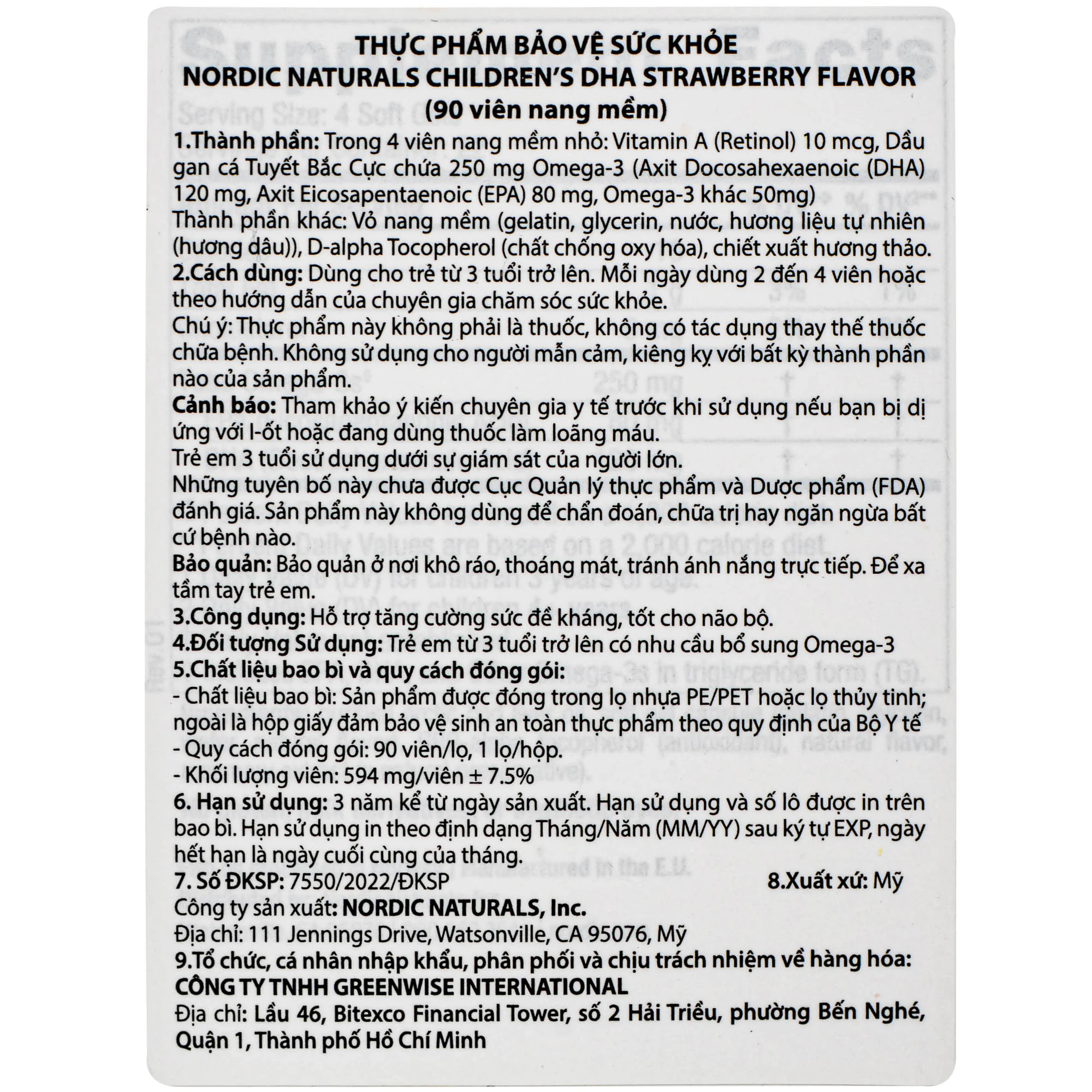 Viên uống tốt cho não bộ của trẻ Nordic Naturals Children's DHA Strawberry Flavor (90 viên)