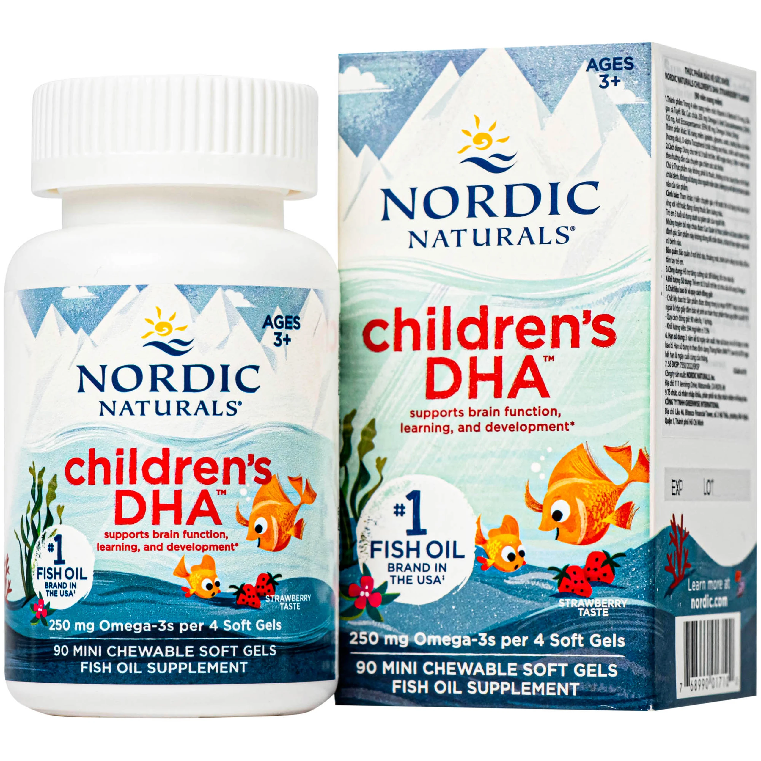 Viên uống tốt cho não bộ của trẻ Nordic Naturals Children's DHA Strawberry Flavor (90 viên)
