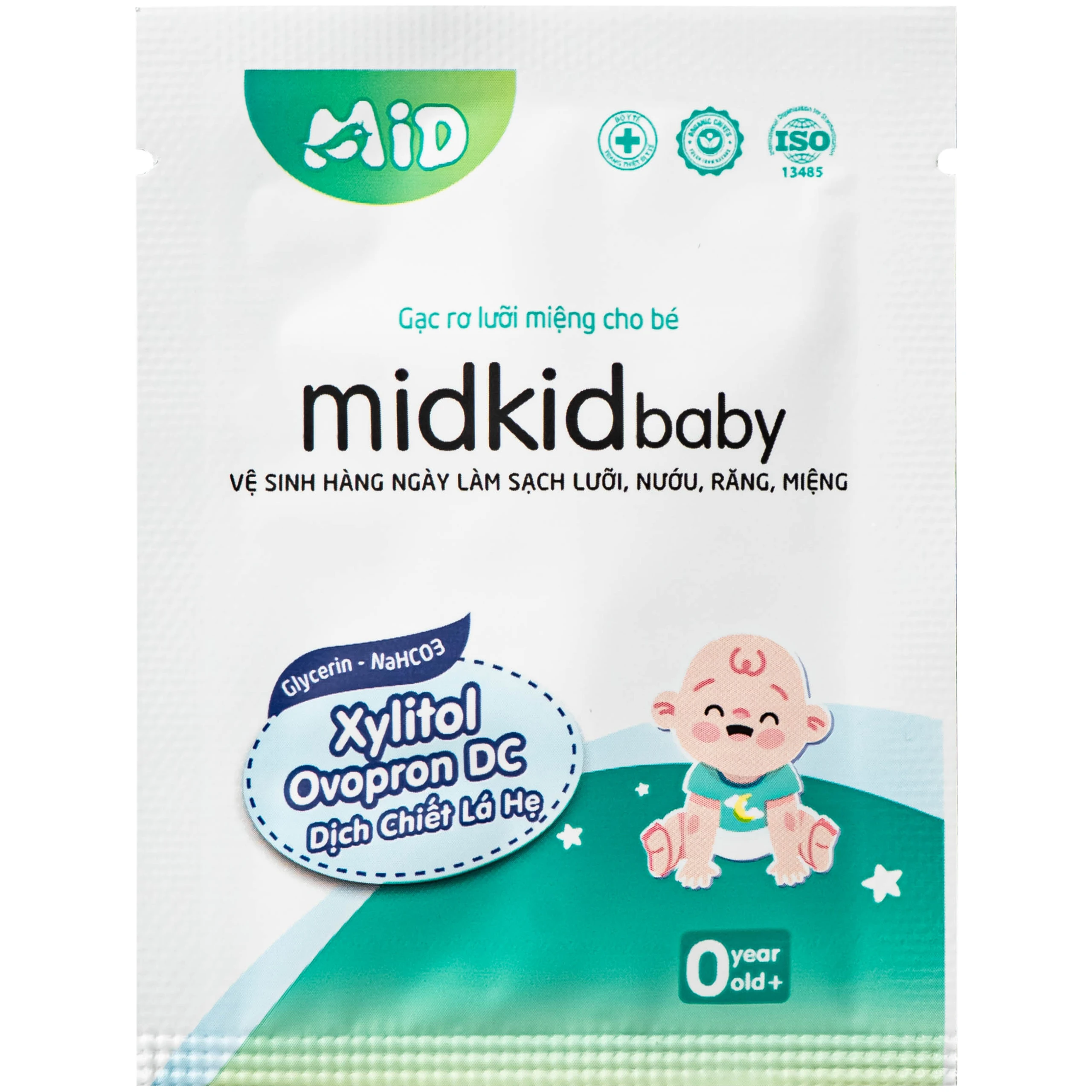 Gạc răng miệng Midkid baby cho bé sơ sinh làm sạch và bảo vệ răng miệng cho bé (Hộp 50 gói)