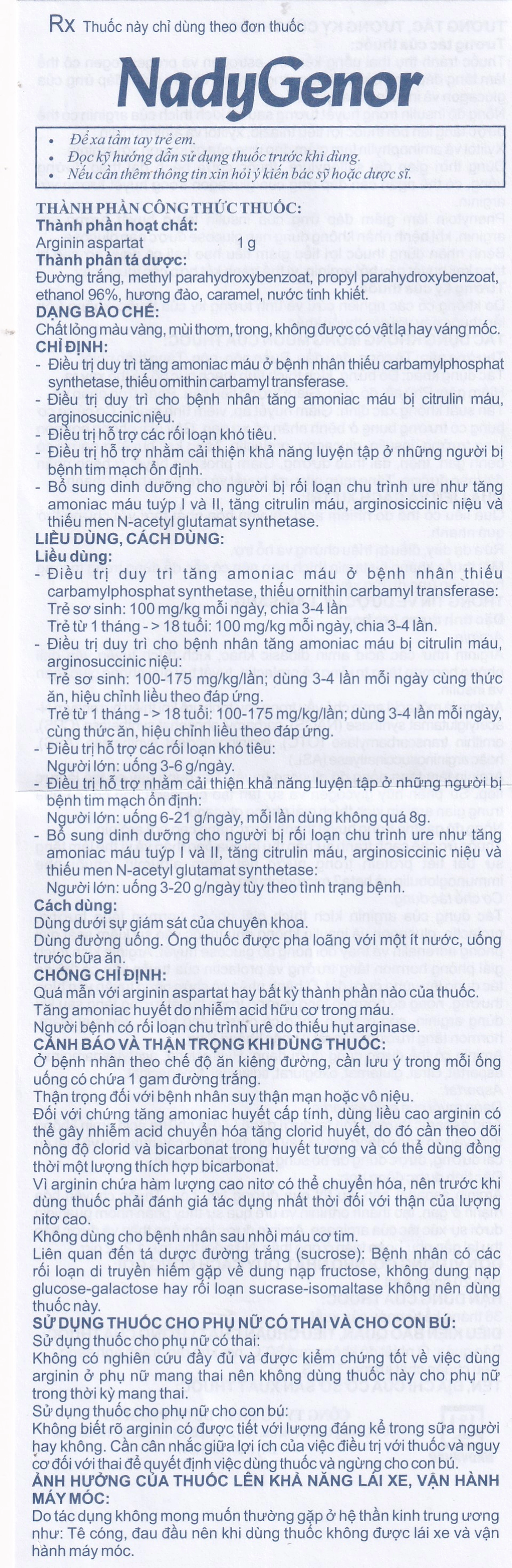 Thuốc NadyGenor 5ml Nadyphar điều trị duy trì tăng amoniac máu (20 ống)