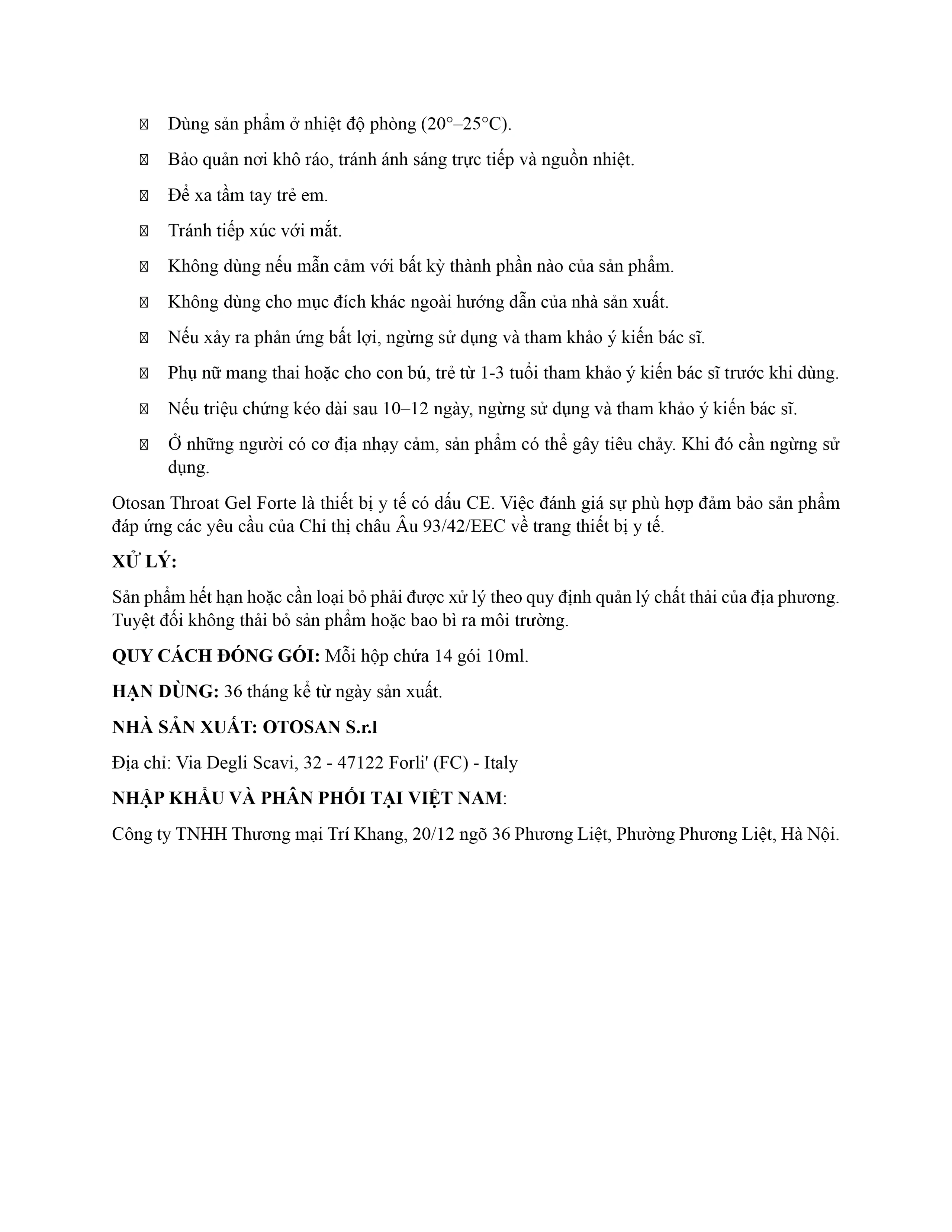 Gel ngậm họng Otosan Throat Gel Forte 14 gói x 10ml hỗ trợ điều trị viêm họng cấp tính