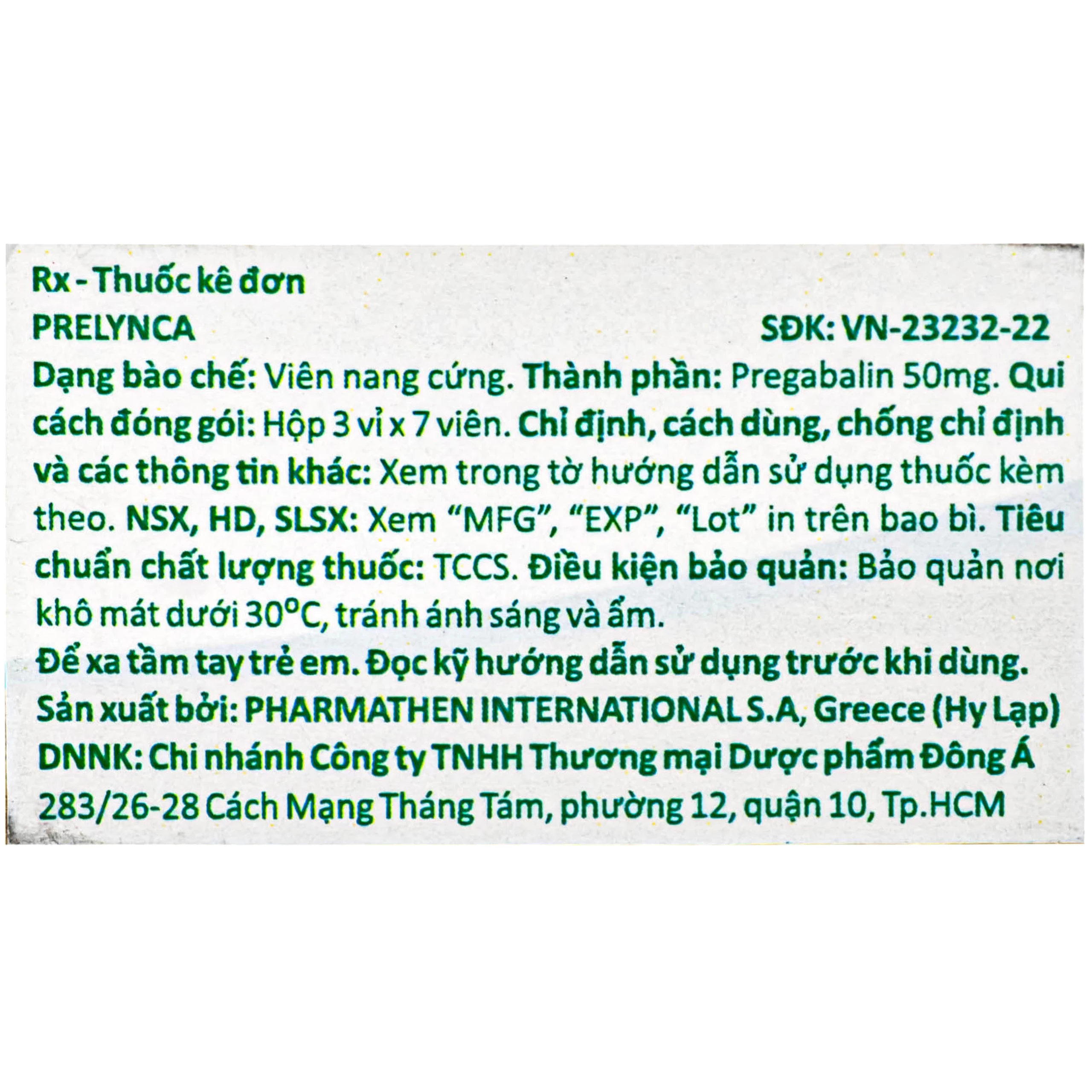 Thuốc Prelynca 50mg trị rối loạn lo âu lan tỏa, hỗ trợ động kinh cục bộ (2 vỉ x 14 viên)