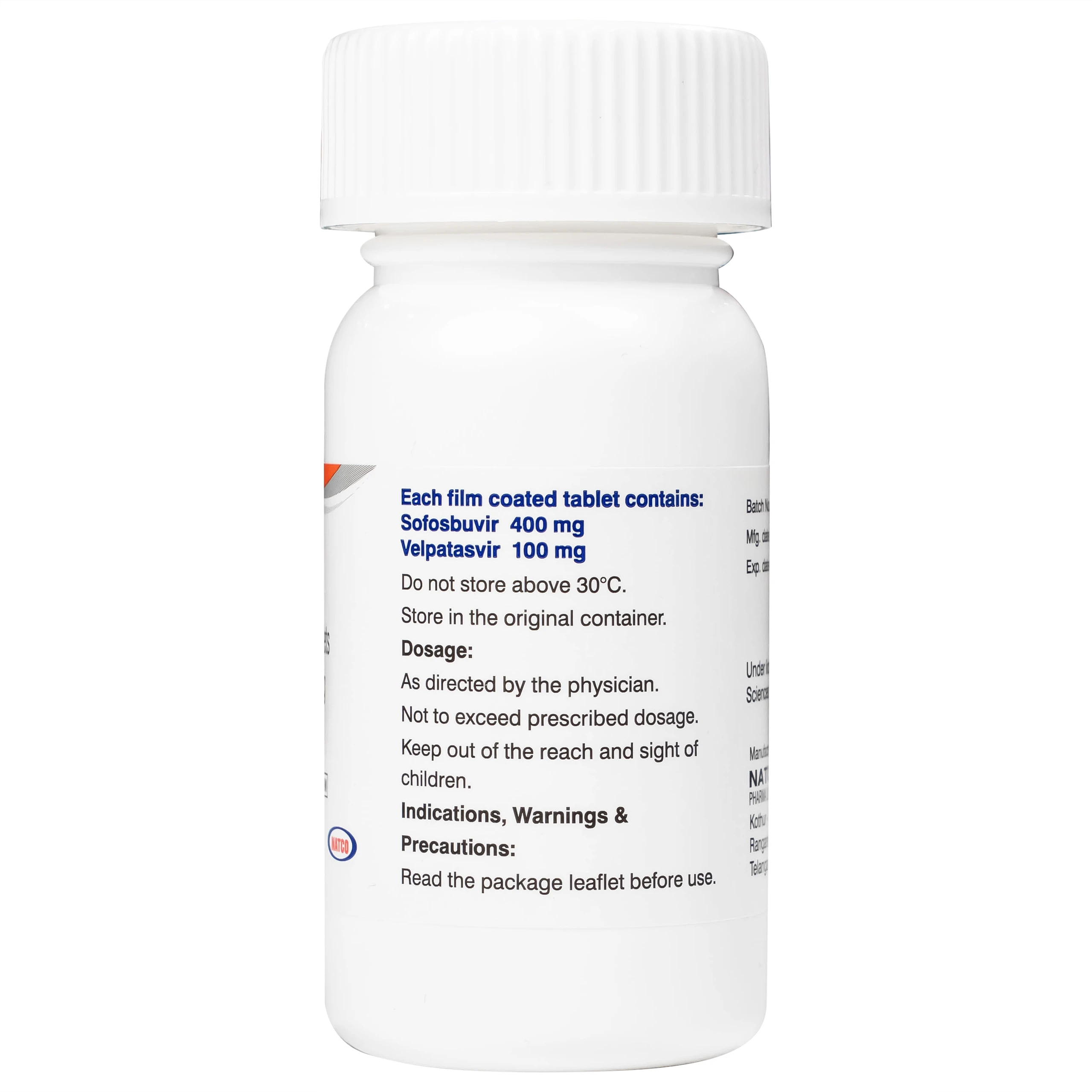 Thuốc Velsof 400mg/100mg Natco điều trị viêm gan virus C mạn tính ở người lớn (28 viên)