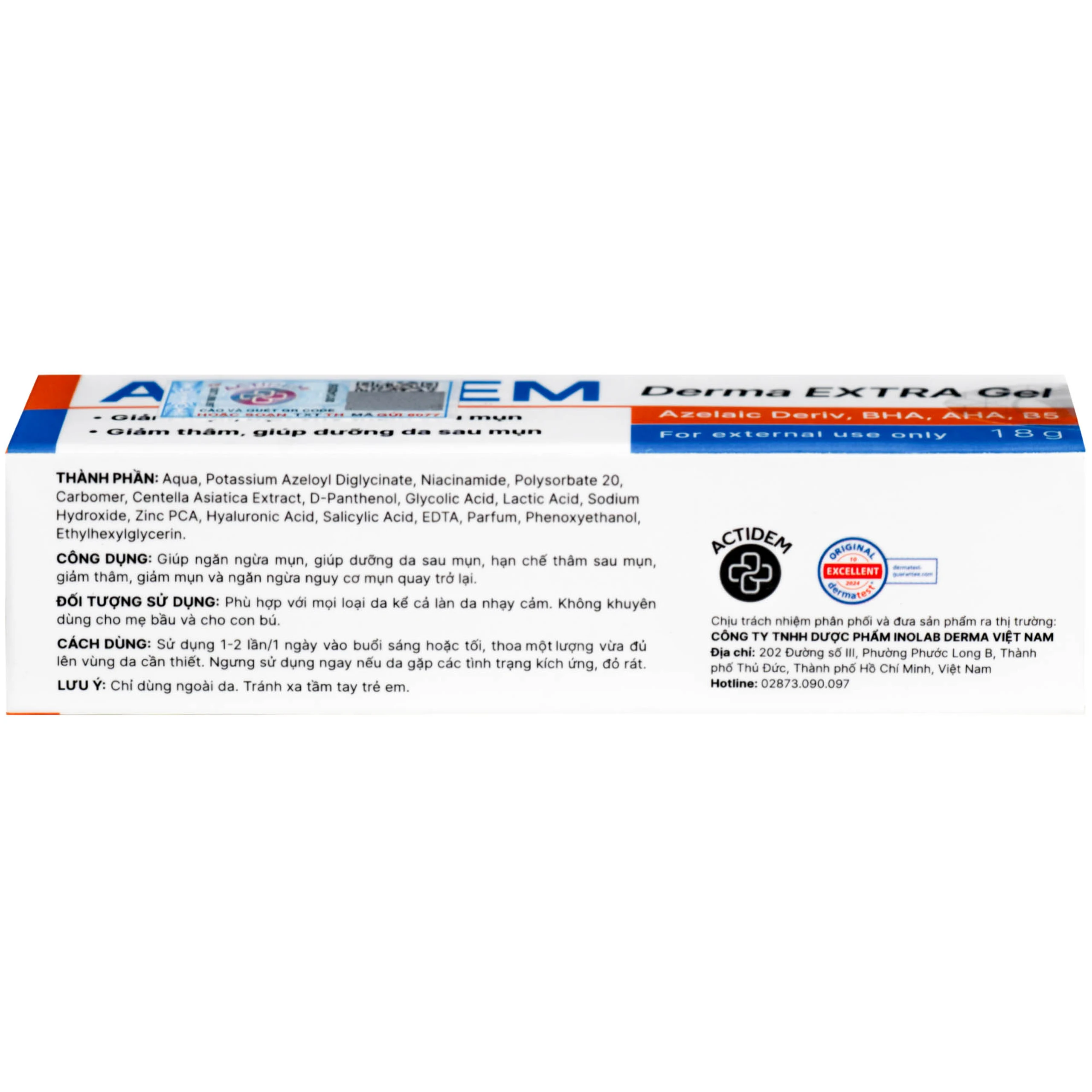 Gel bôi Actidem Derma Extra giảm mụn, mờ thâm (18g)