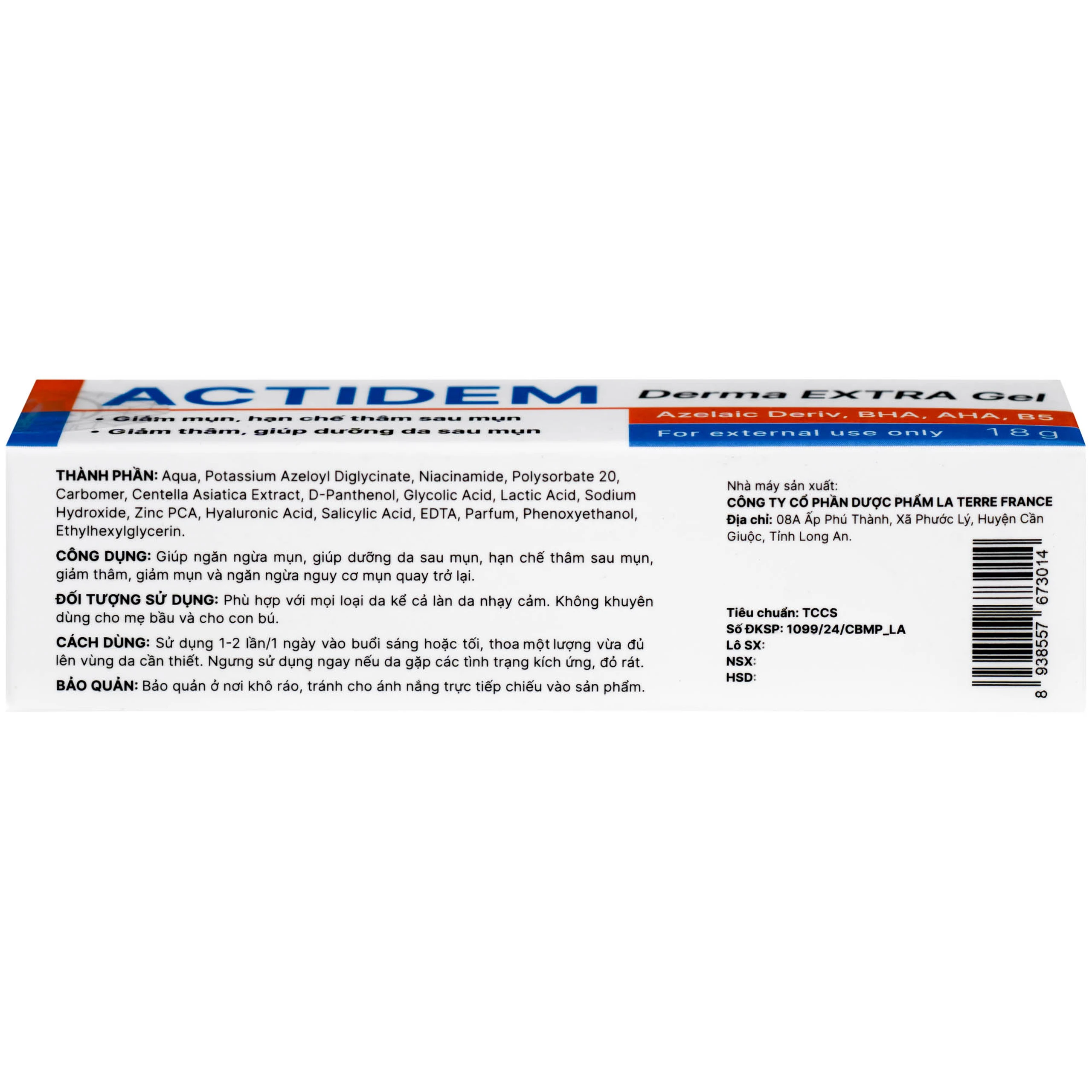 Gel bôi Actidem Derma Extra giảm mụn, mờ thâm (18g)